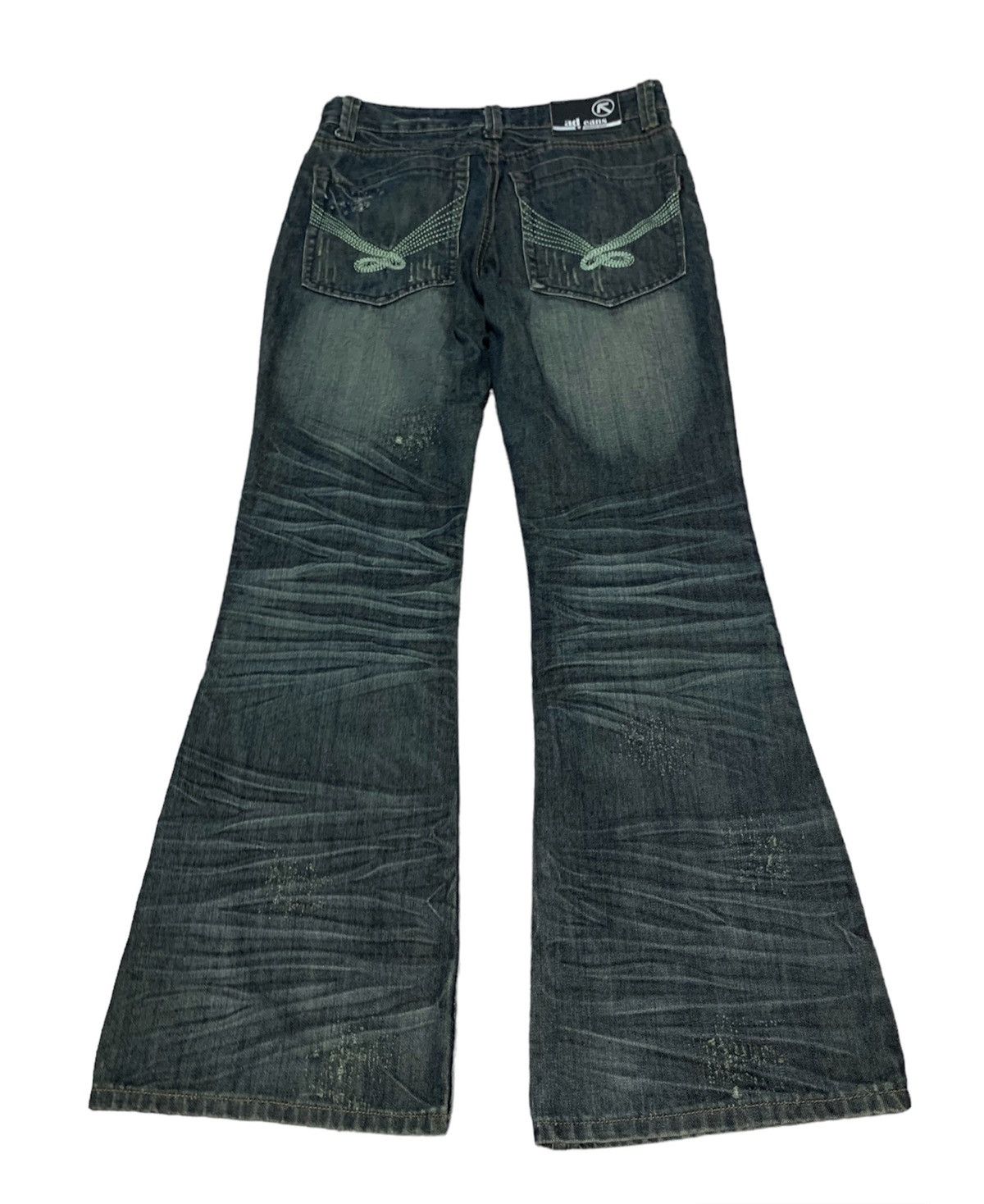 Japanese Brand Flare Japanese Brand adJeans Washed Poem Printed Denim Size US 31 - 2 Thumbnail