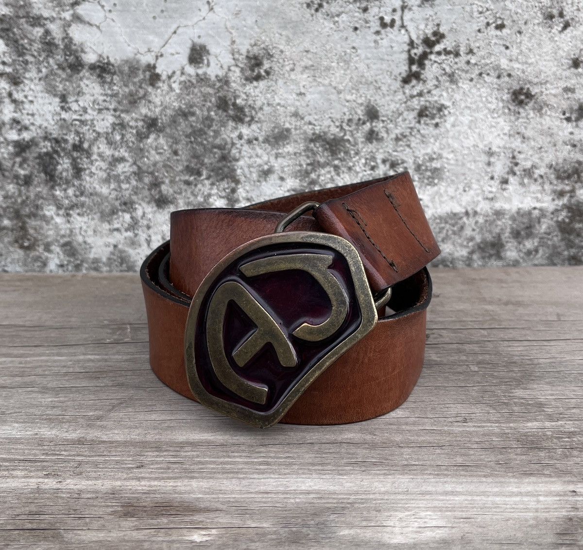 🔥Rare Vintage ARMANI Logo Buckle Leather Belt