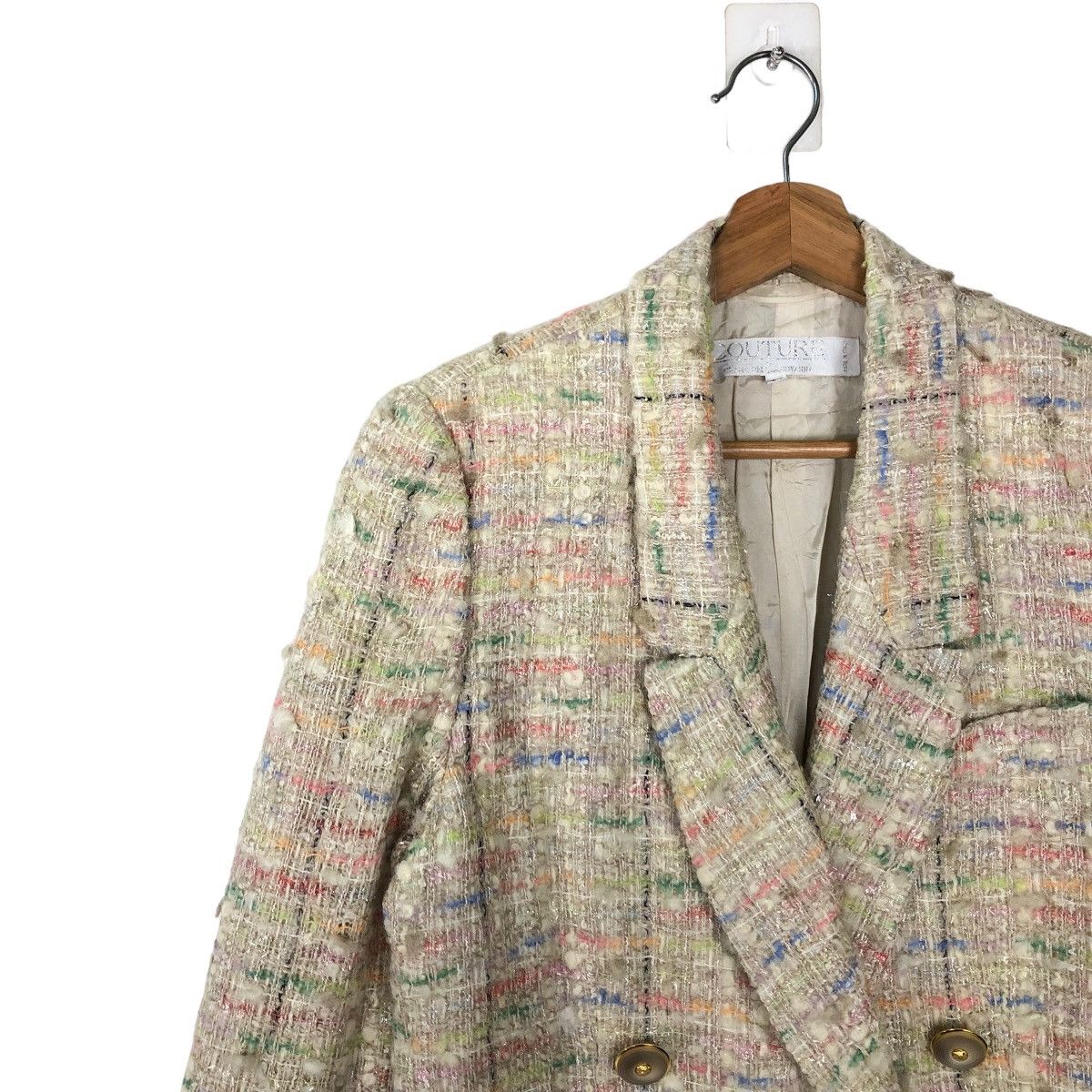 Japanese Brand VINTAGE TWEED JACKET ITALIAN MADE COUTURE BY CLARA DELLA Size US S / EU 44-46 / 1 - 6 Thumbnail
