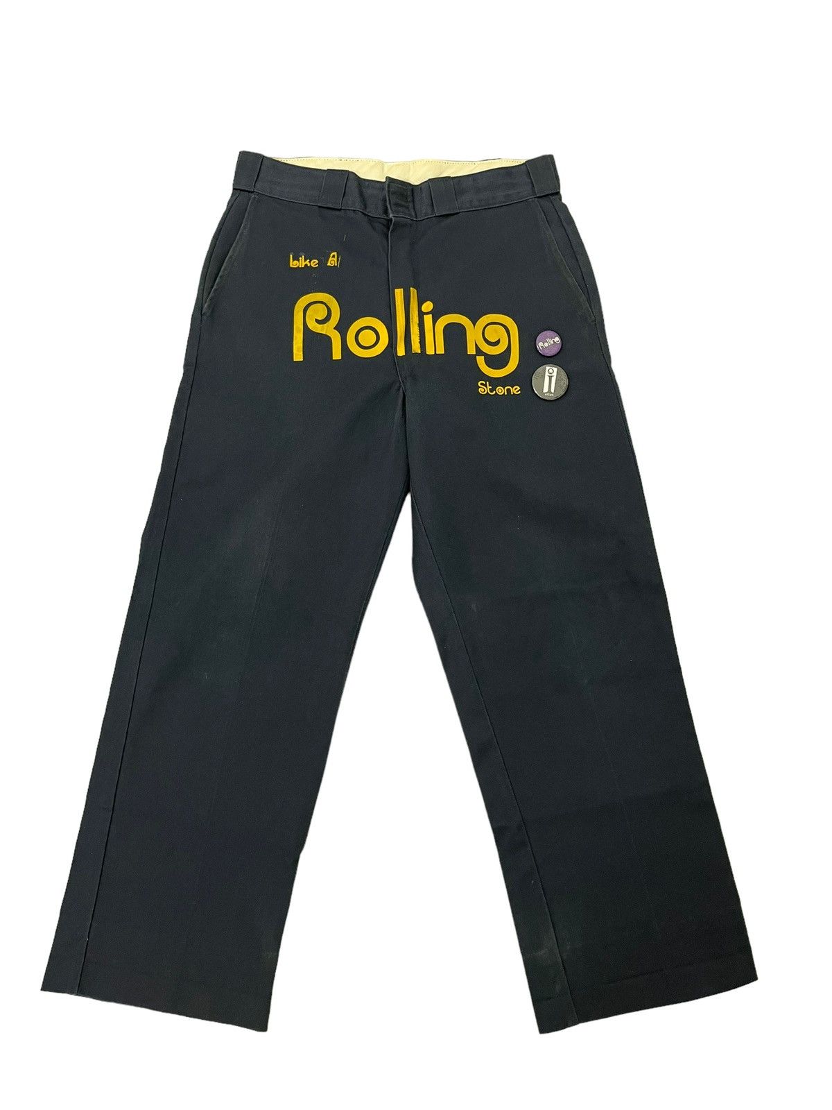 image of Nepenthes New York x Sonic Lab Dickies Rolling Stone Paint Baggy 58 in Blue Navy, Men's (Size 32)