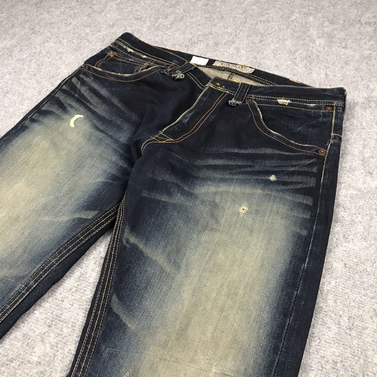 Japanese Brand × TROVE RIPPED DISTRESSED💀BLUE FADED TROVE DENIM PANTS Size US 33 - 9 Thumbnail
