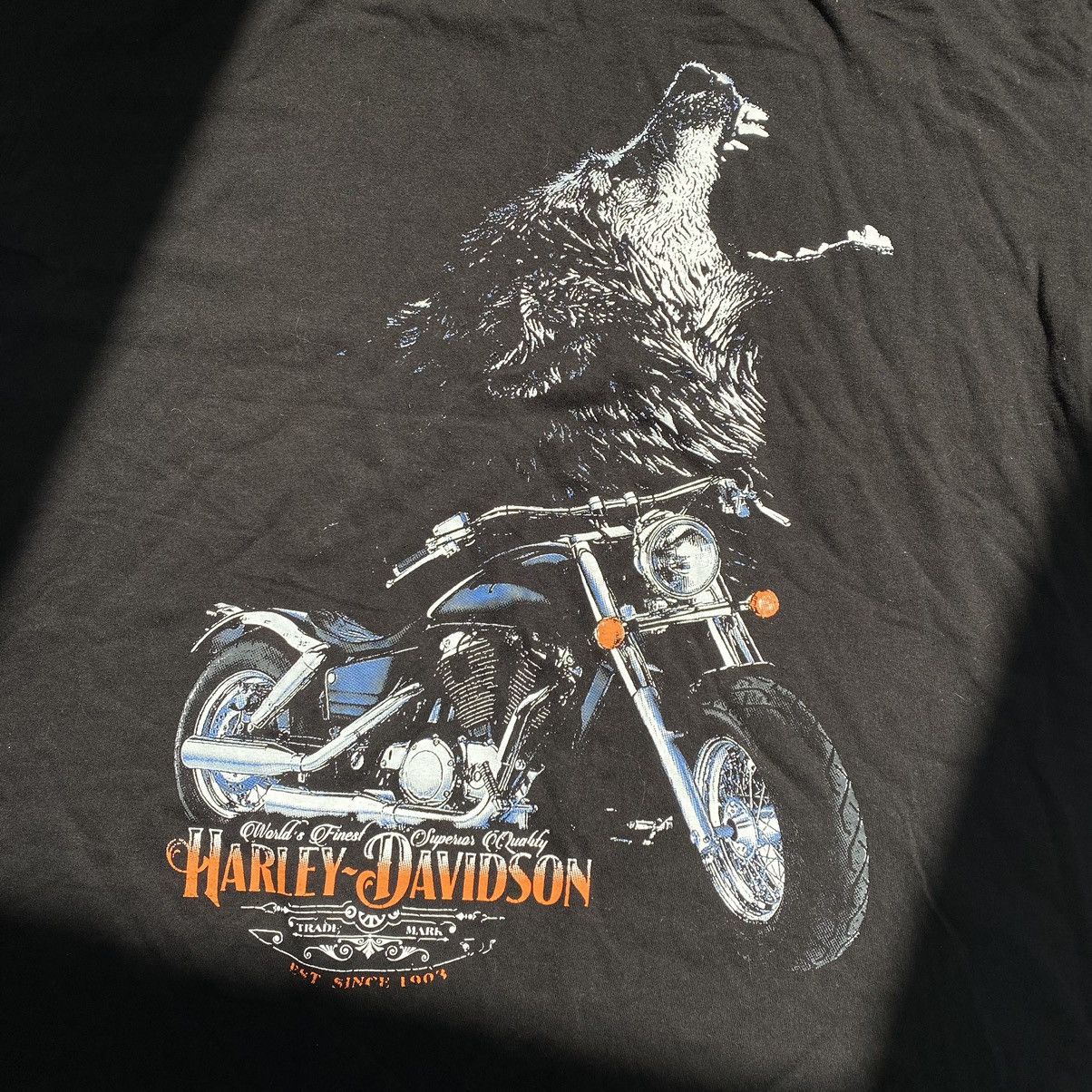 Harley Davidson VINTAGE HARLEY DAVIDSON BIKE AND WOLF T SHIRT Size US L / EU 52-54 / 3 - 2 Thumbnail