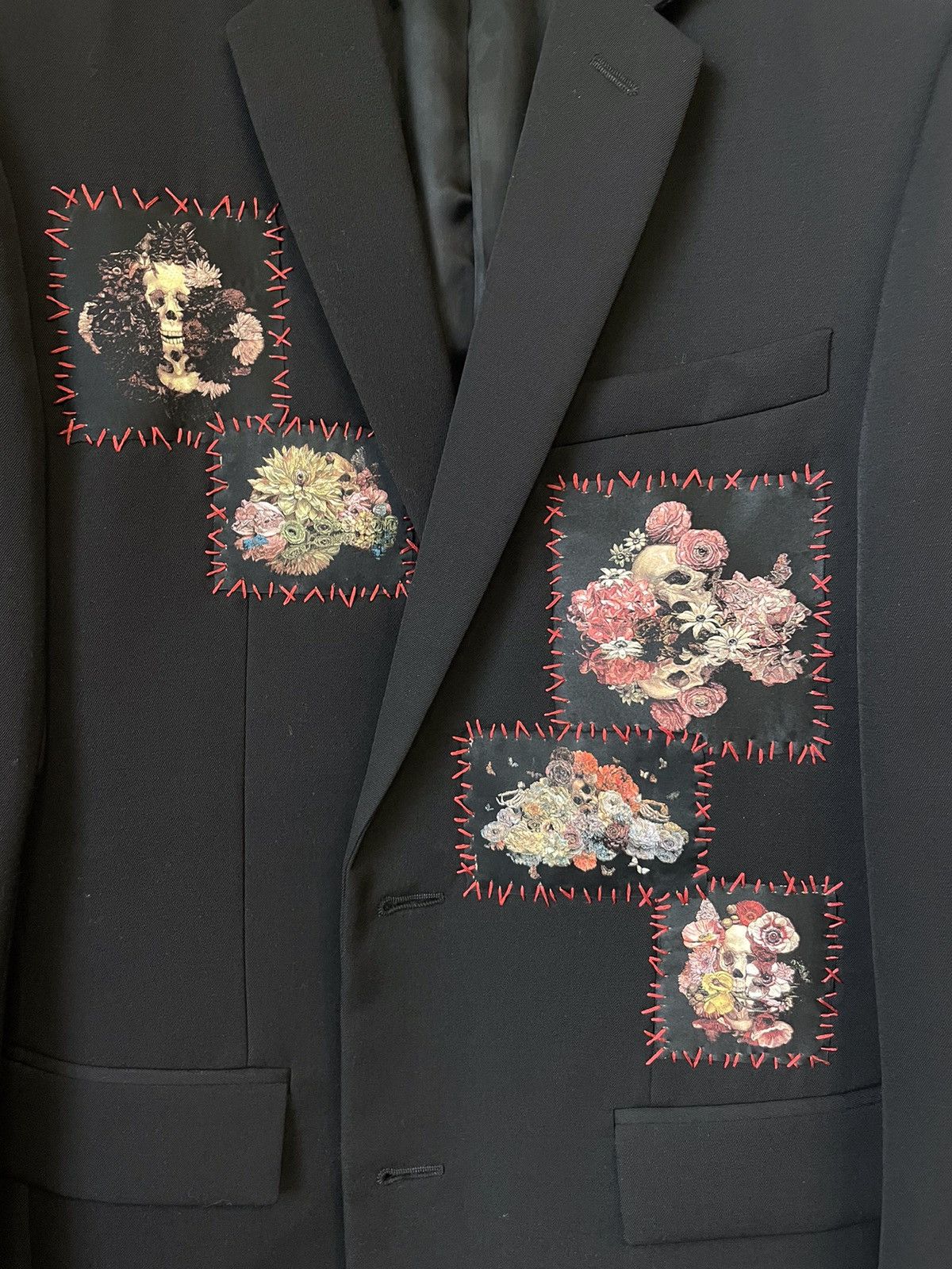 Dior Rare SS17 Toru Kamei Skull floral patch blazer Size 44S - 2 Thumbnail