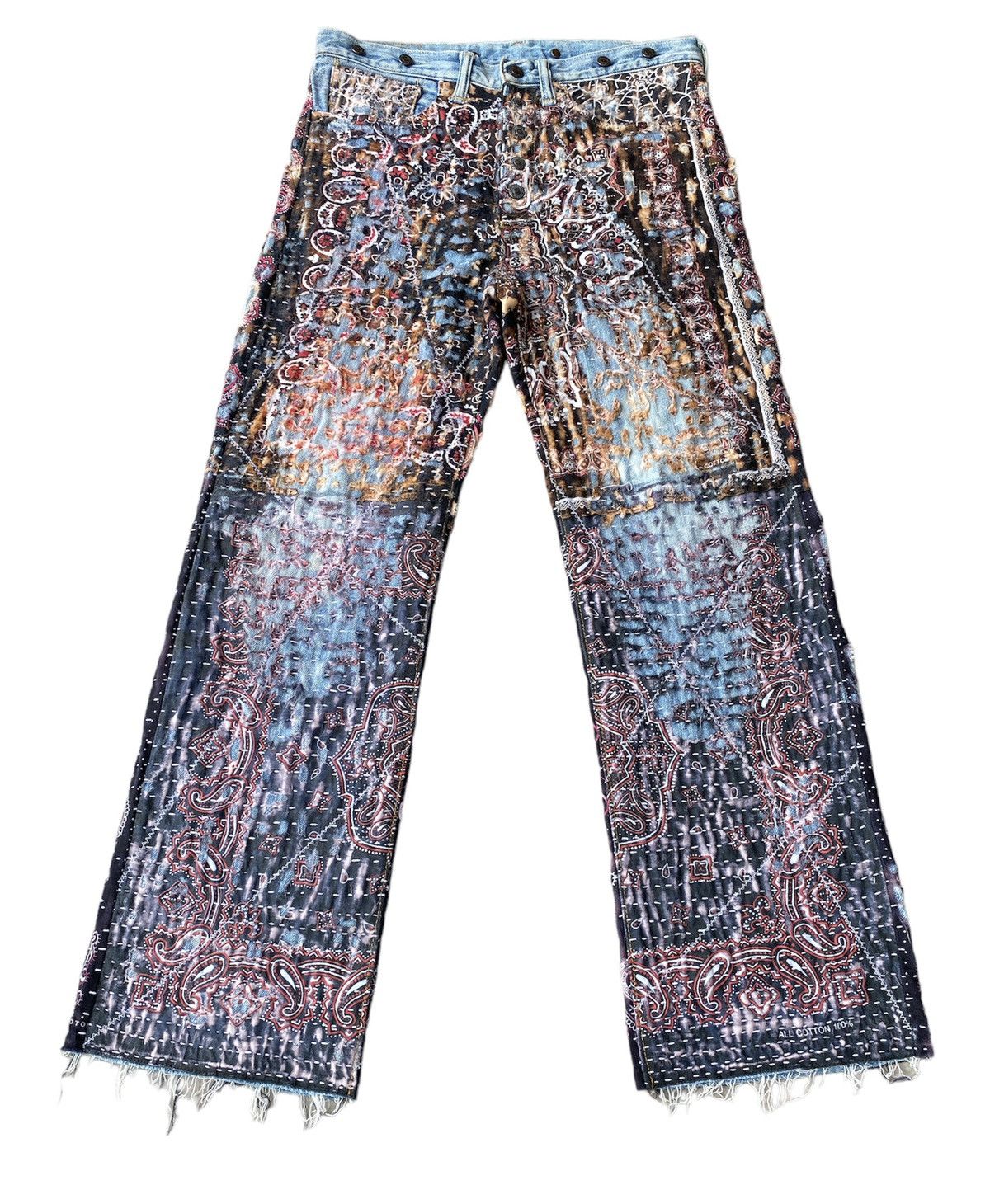 Vintage Kapital Flare Jeans Patchwork Bandana Paisley Sashiko Boro