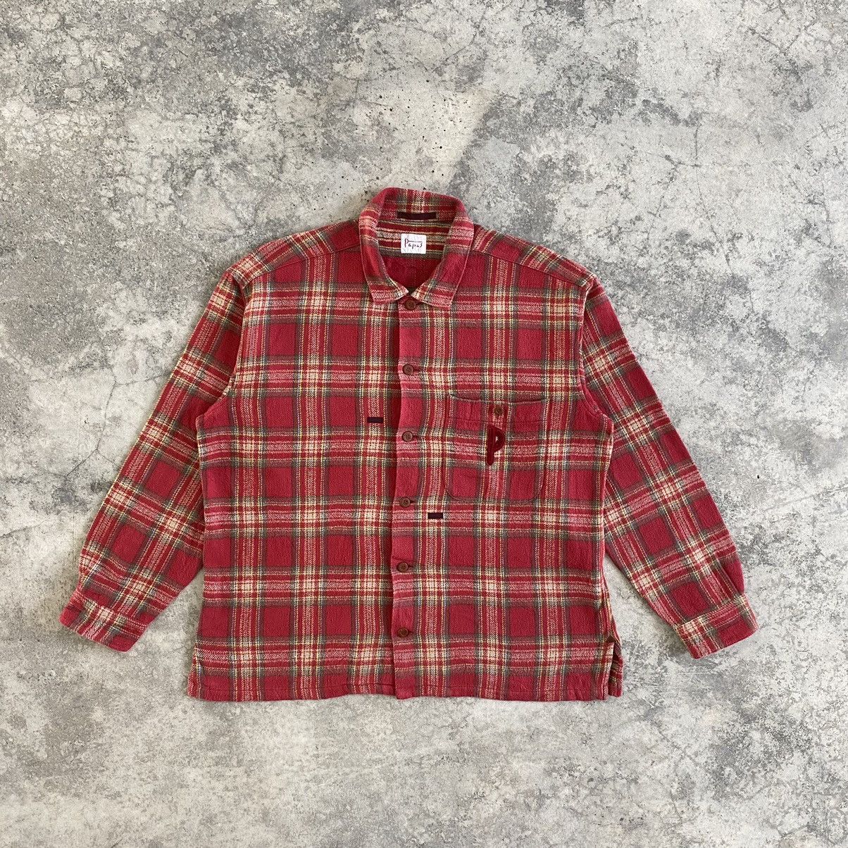 Flannel VTG Papas Wall Guy Checker Thick Flannel Shirt Size US M / EU 48-50 / 2 - 1 Thumbnail