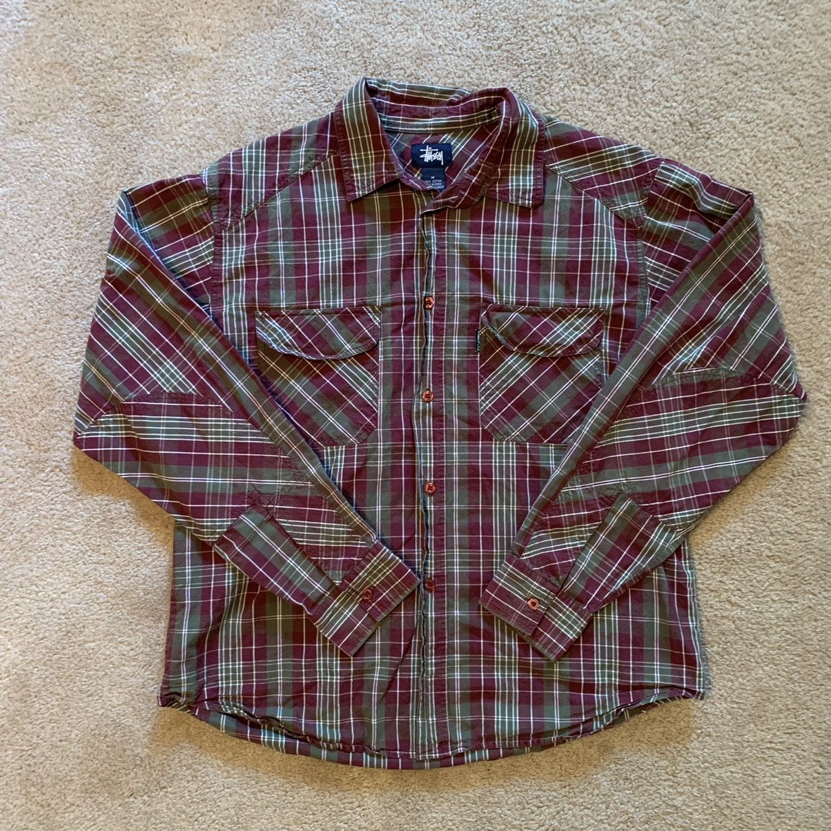 Stussy Vintage Style Stussy Flannel Button-Up Purple Green Shirt | Grailed