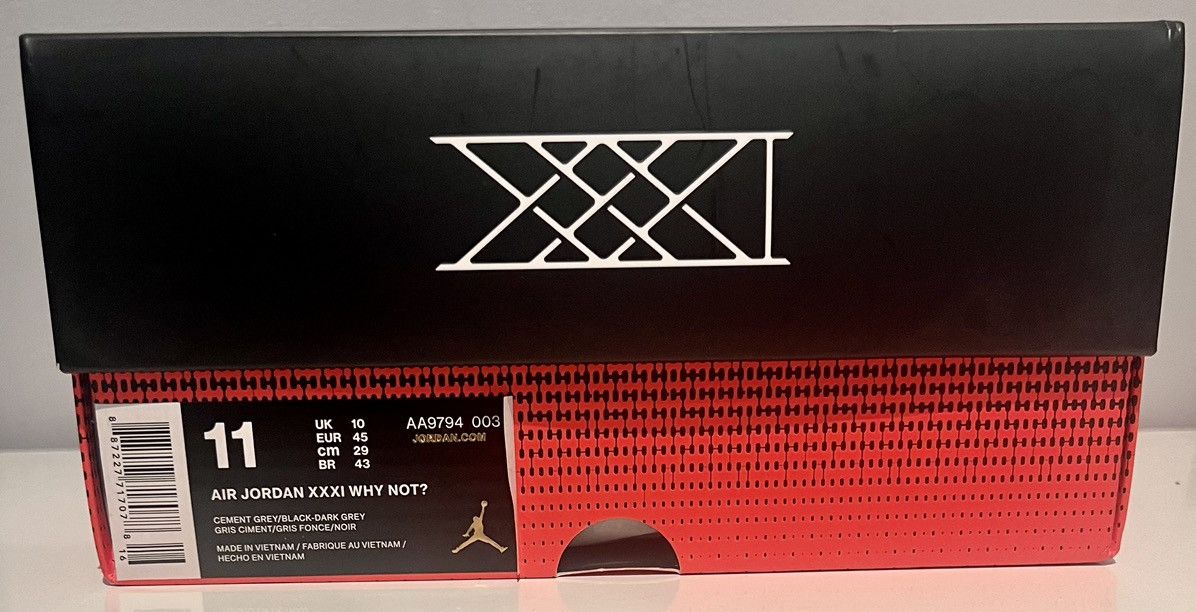 Jordan Brand × Nike Authentic Air Jordan XXXI 31 Why Not? Russell Westbrook 11 Size US 11 / EU 44 - 8 Thumbnail