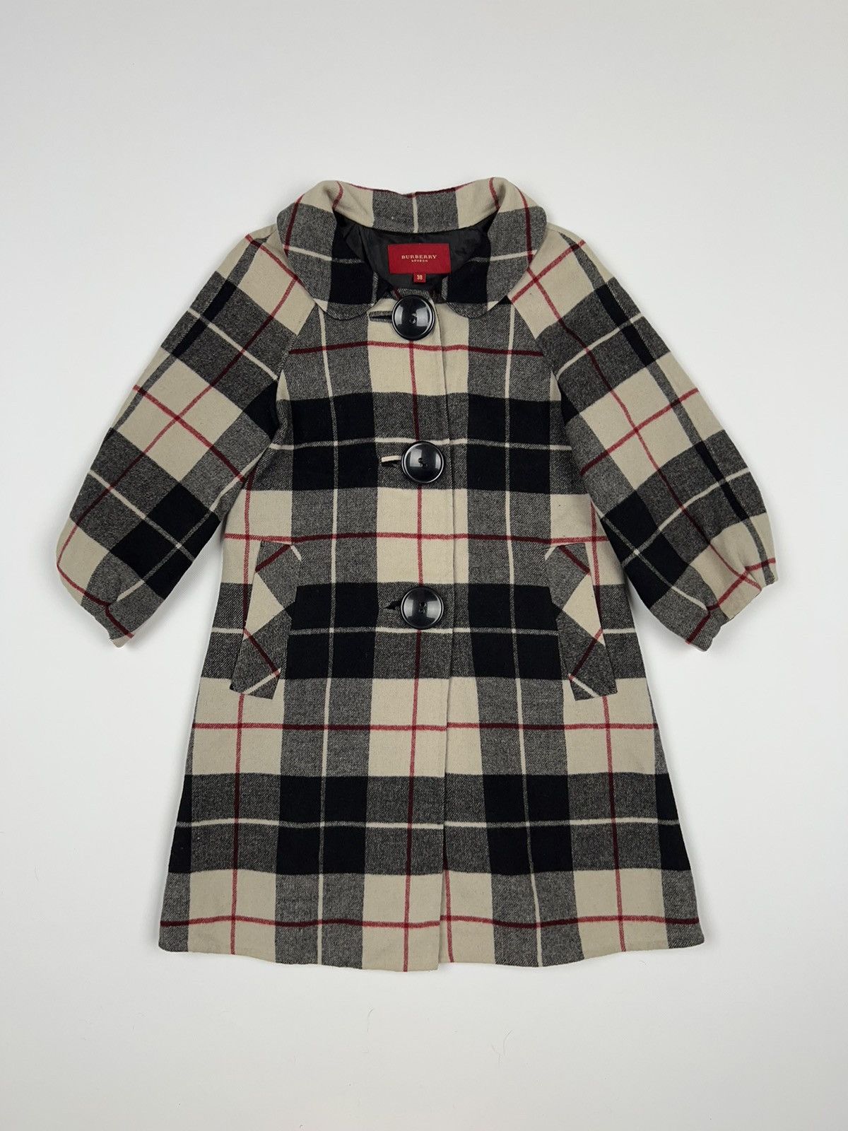 image of Burberry London Red Label Cashmere Nova Check Plaid Coat, Women's (Size XS)