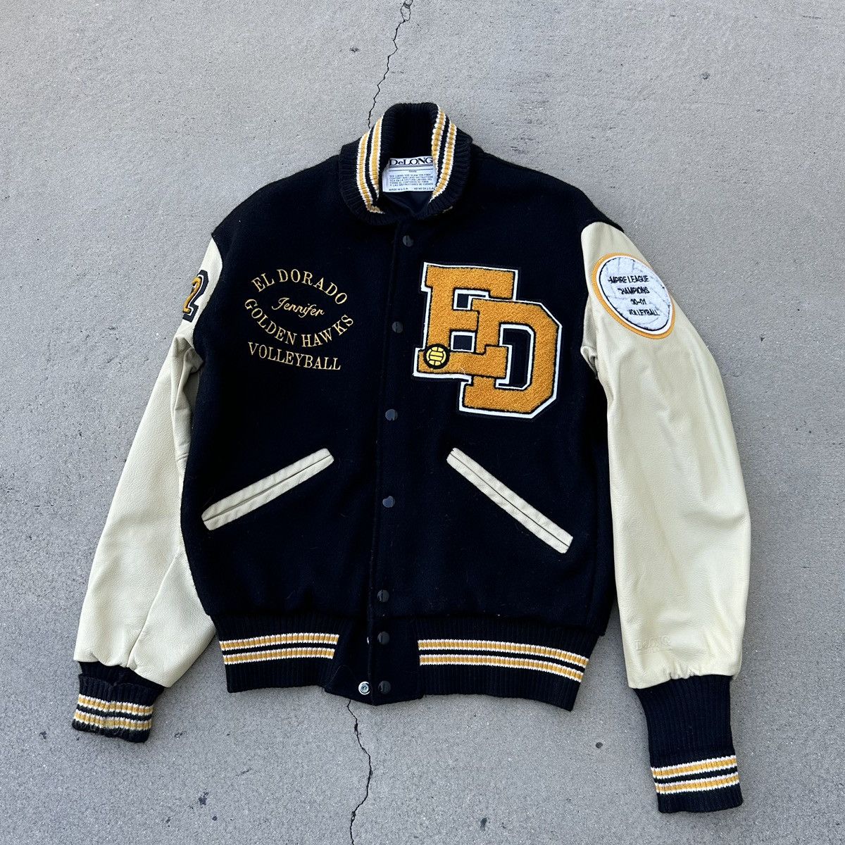 Vintage Vintage Black & Yellow Varsity Jacket | Grailed