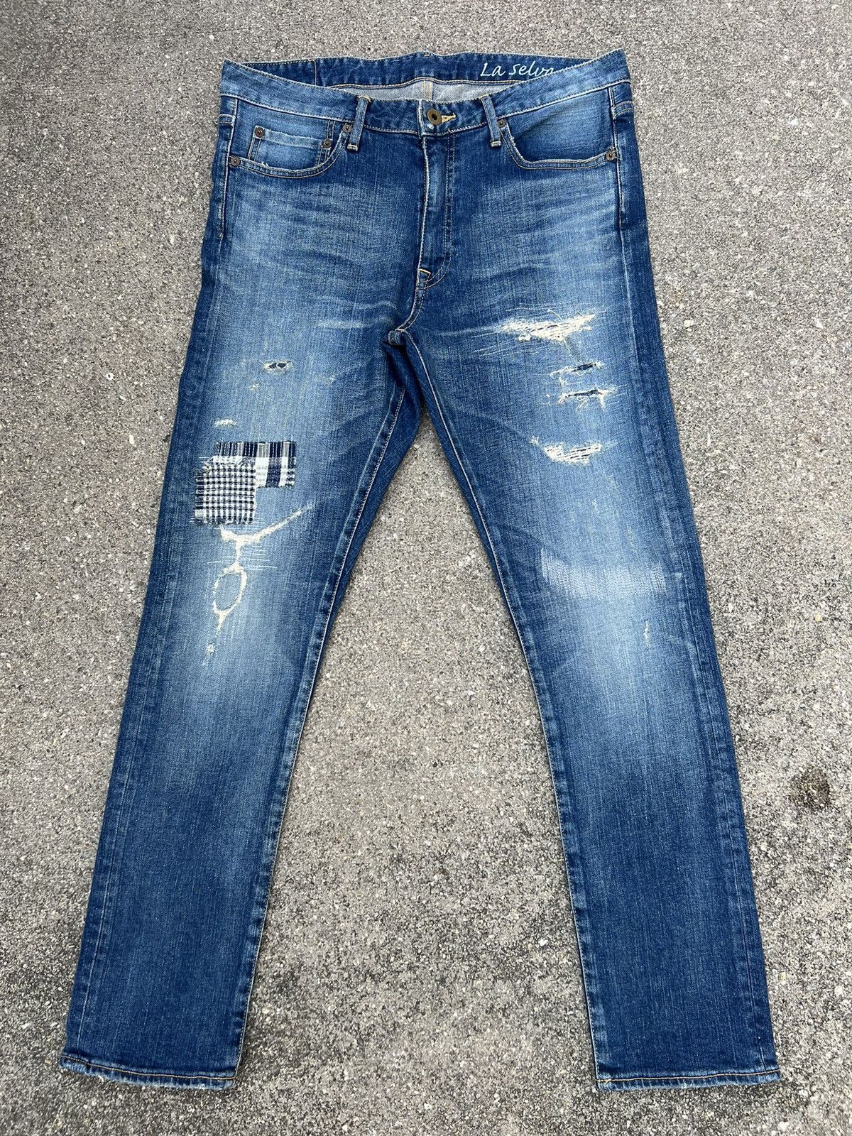 Japan Blue Japan Blue La Selva Distress Denim Skinny Jeans Size US 32 / EU 48 - 1 Thumbnail