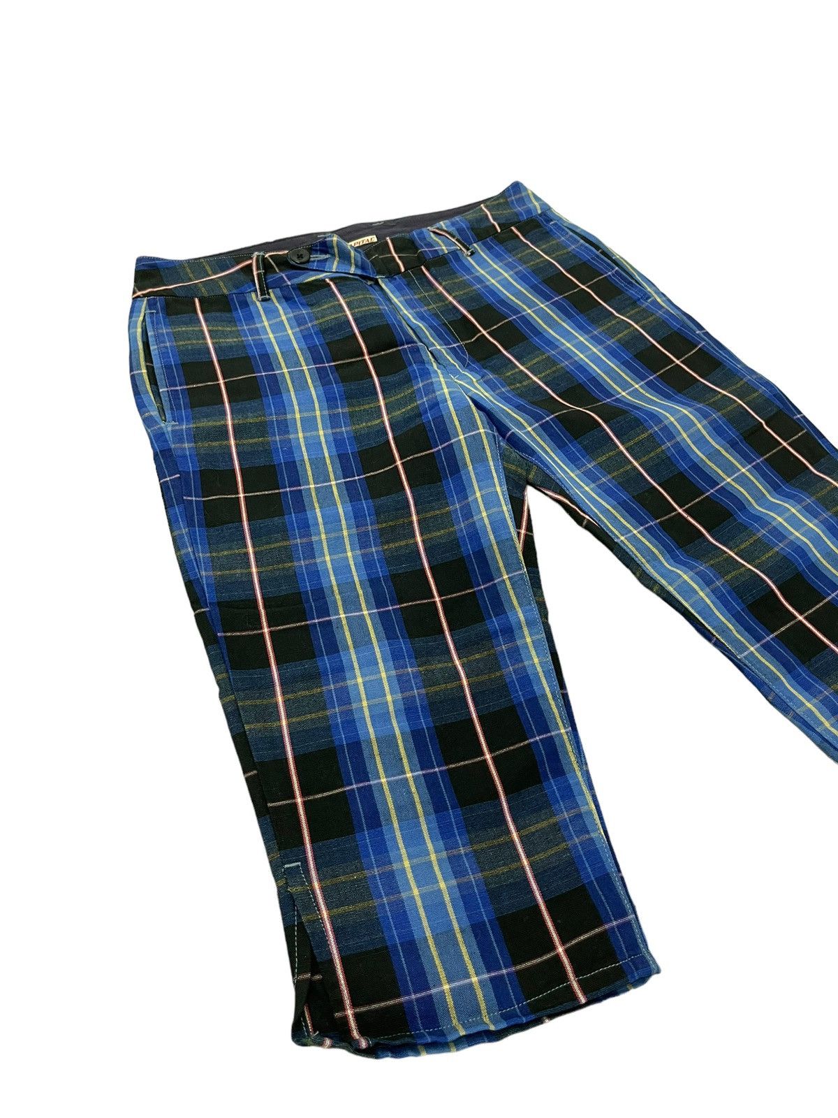 Japanese Brand ⚓ Kapital Plaid Checked Linen Blend Cropped Pant 5🟦8 Size US 31 - 2 Thumbnail