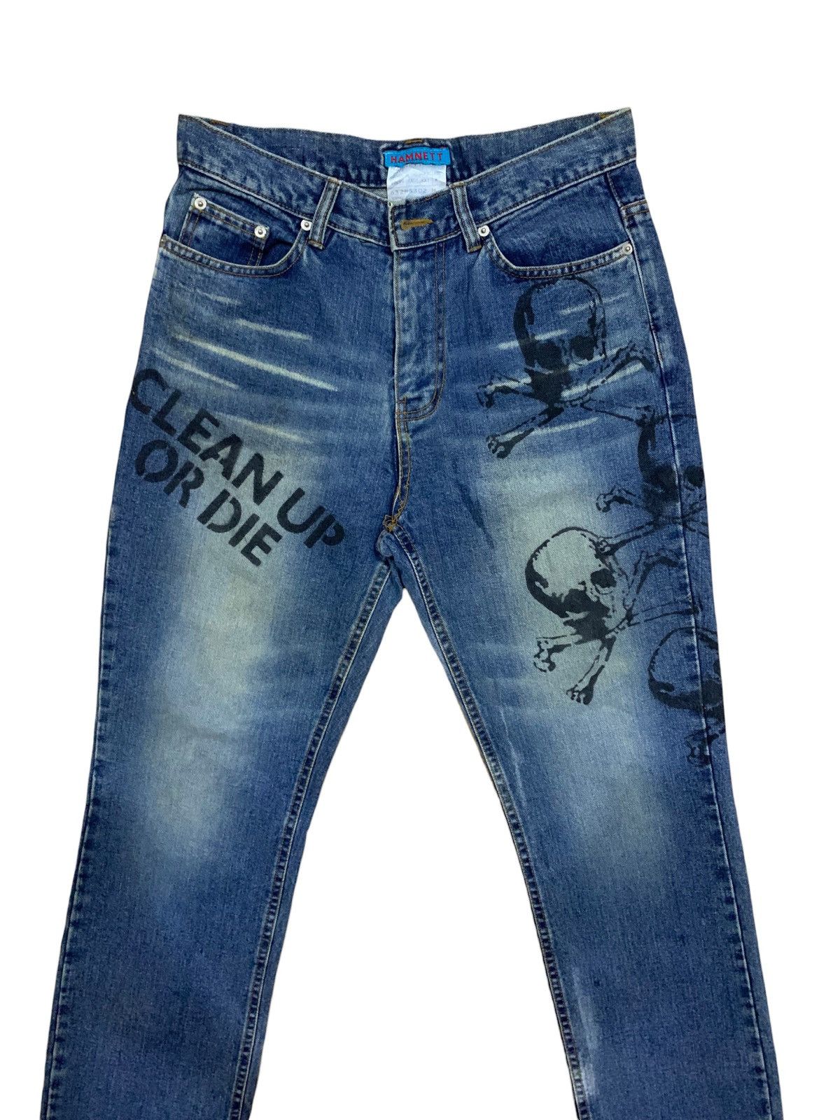 If Six Was Nine × Le Grande Bleu (L.G.B.) × Who Decides War Katharine Hamnett Clean Up Or Die Punk Jeans Size US 31 - 6 Thumbnail