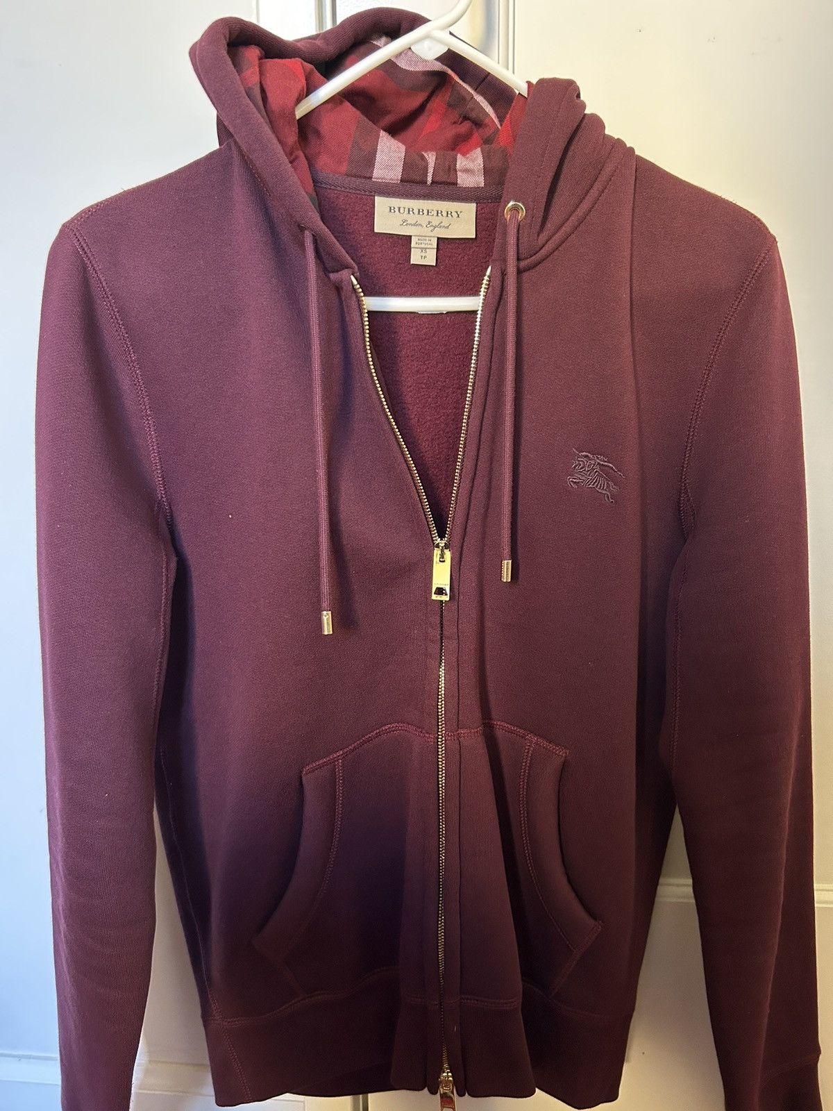 Burberry Burberry Hoodie (Burgandy) Like New Size US XS / EU 42 / 0 - 1 Thumbnail