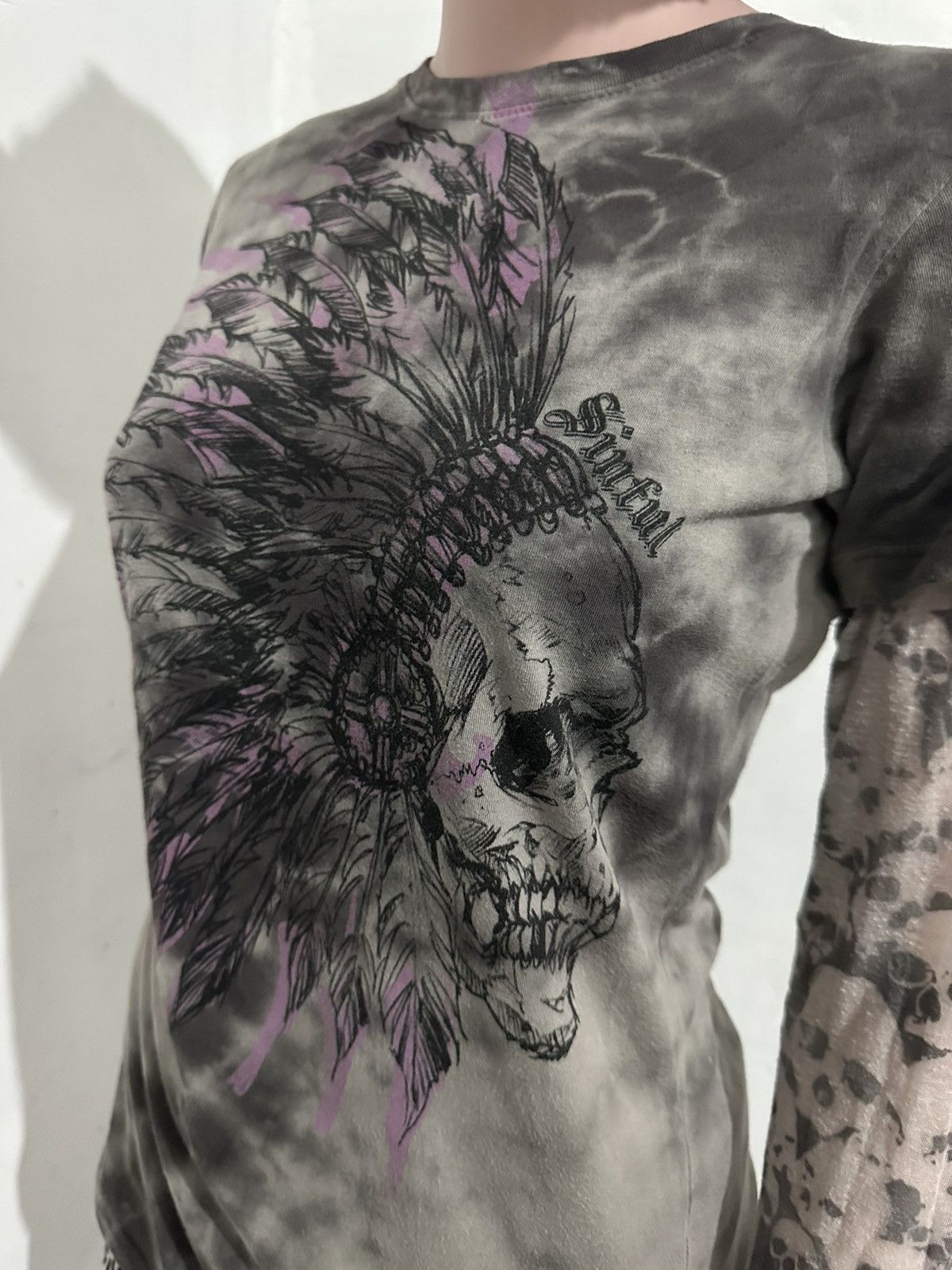 Japanese Brand Sinful Tshirt with Skull Tattoo Sleeve Punk Bondage Size M / US 6-8 / IT 42-44 - 2 Thumbnail