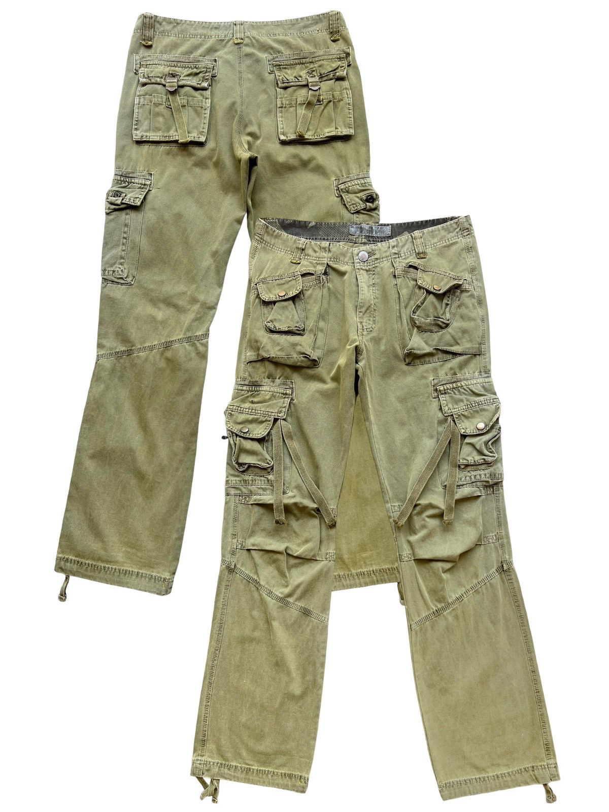image of Avant Garde Tbj Multipocket Tactical Baggy Bondage Cargo Pants 35X34.5 in Grey/Olive, Men's