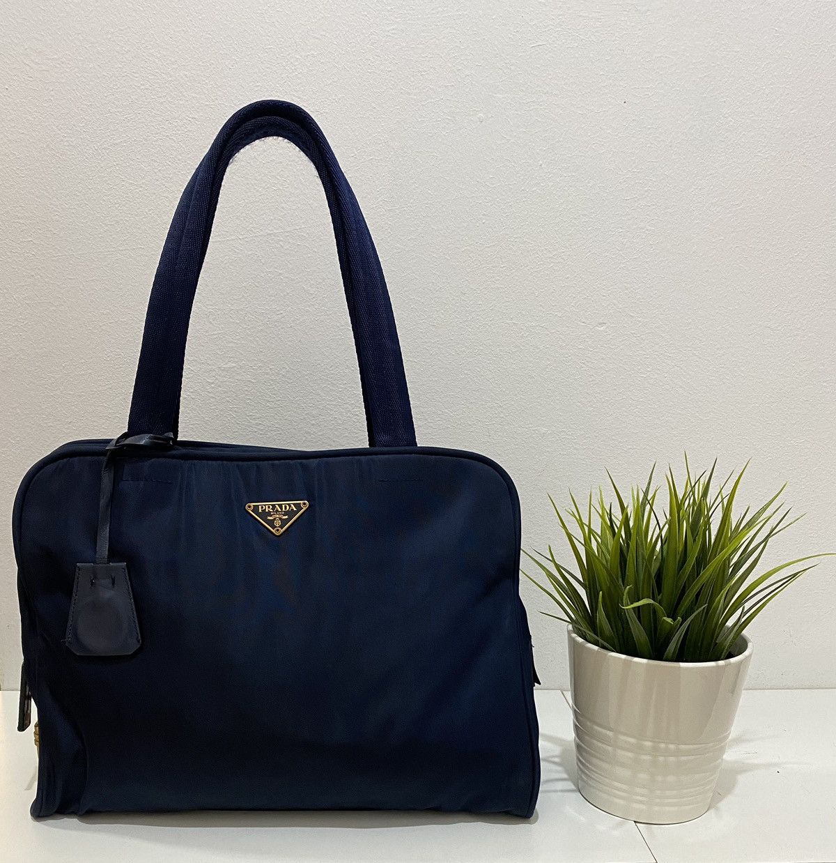 Prada Prada Tessuto Nylon Navy Blue Handbag Size ONE SIZE - 1 Thumbnail