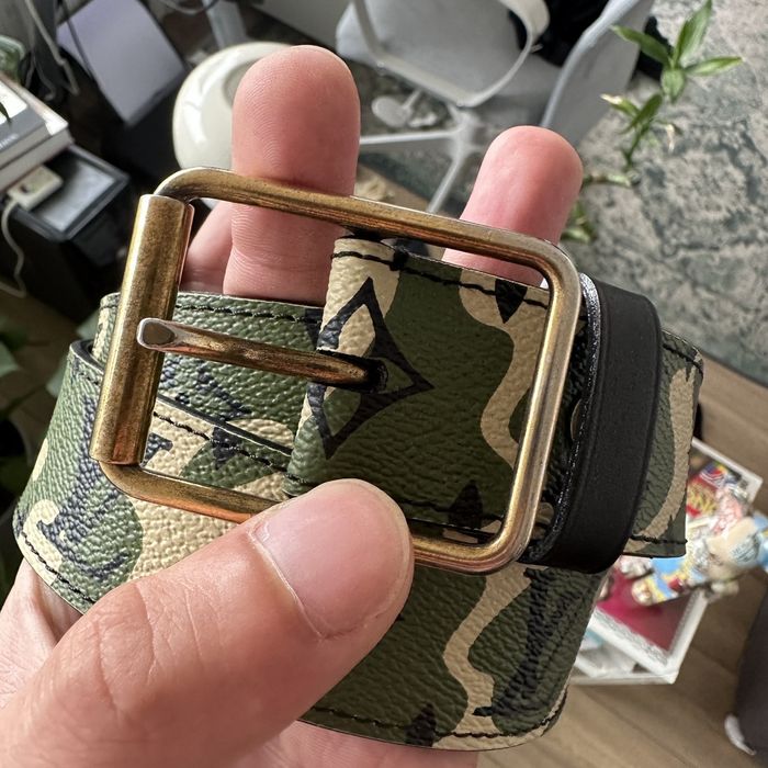 louis vuitton camo belt