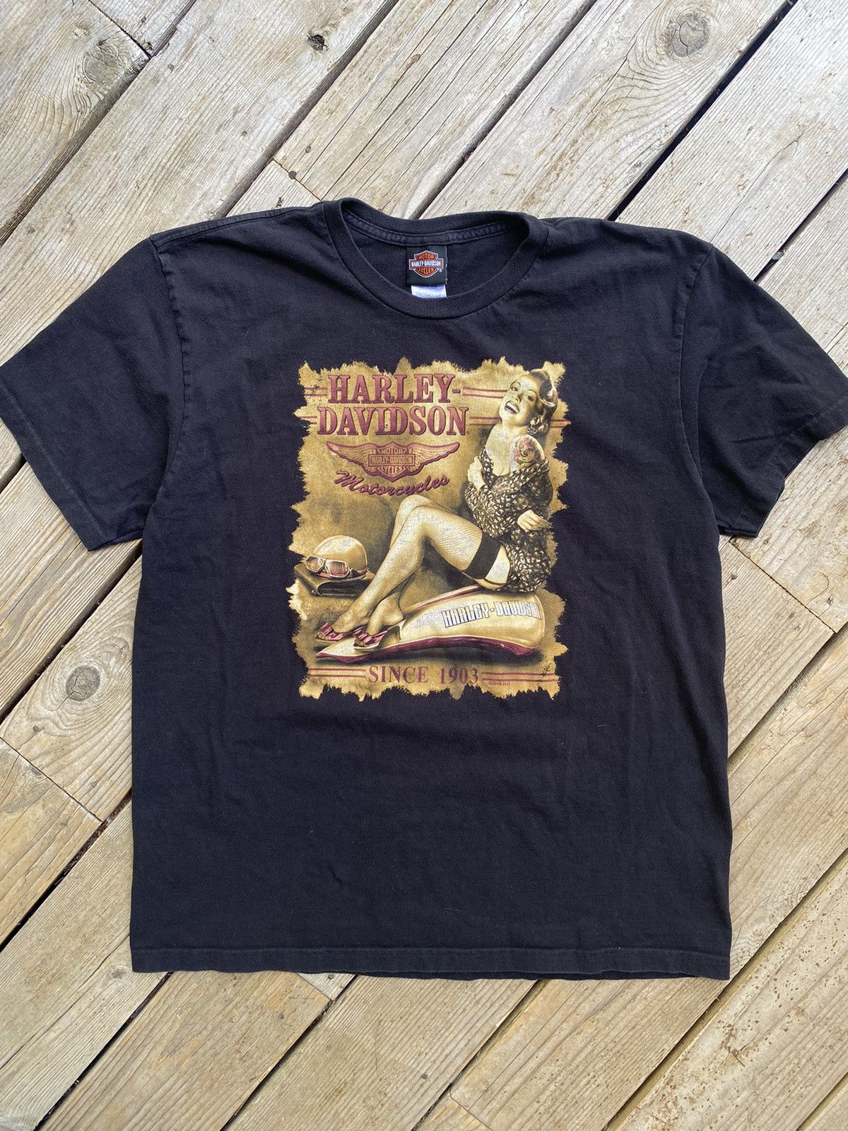 T-shirt Vintage Harley-Davidson Femme XL - Manches Longues, Blanc, Coton, Y2K