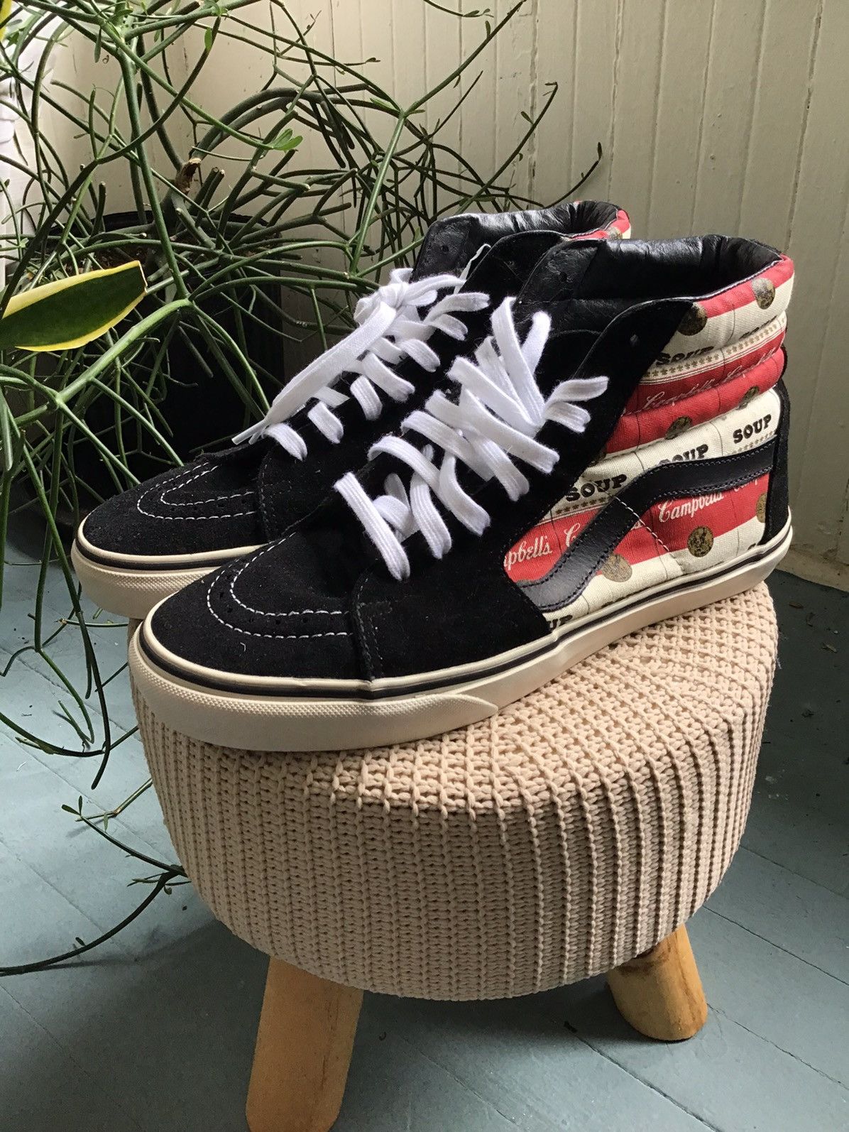 image of Andy Warhol x Supreme Campbells Soup Sk8 Hi Shoes in Black, Men's (Size 9)