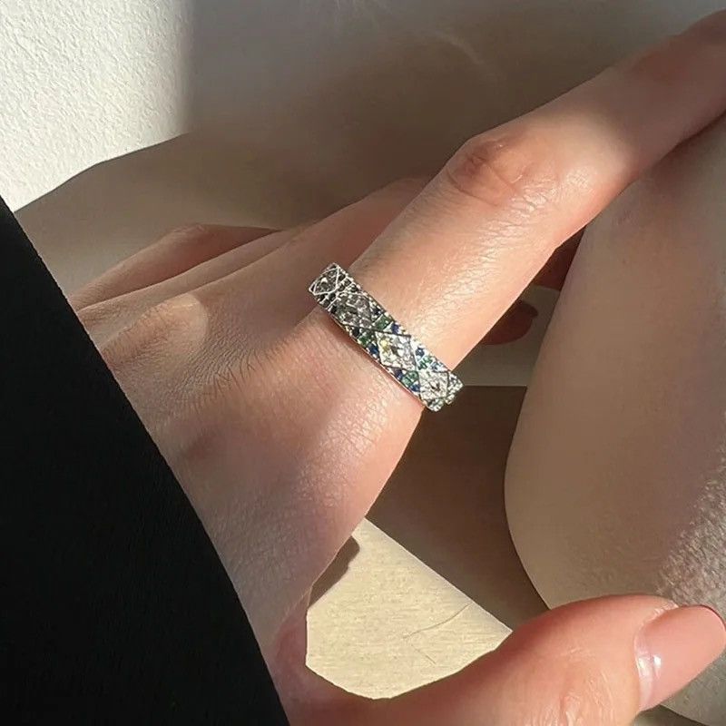 Jewelry Elegant Sparkling Multicolor Zircon Ring Size ONE SIZE - 4 Thumbnail
