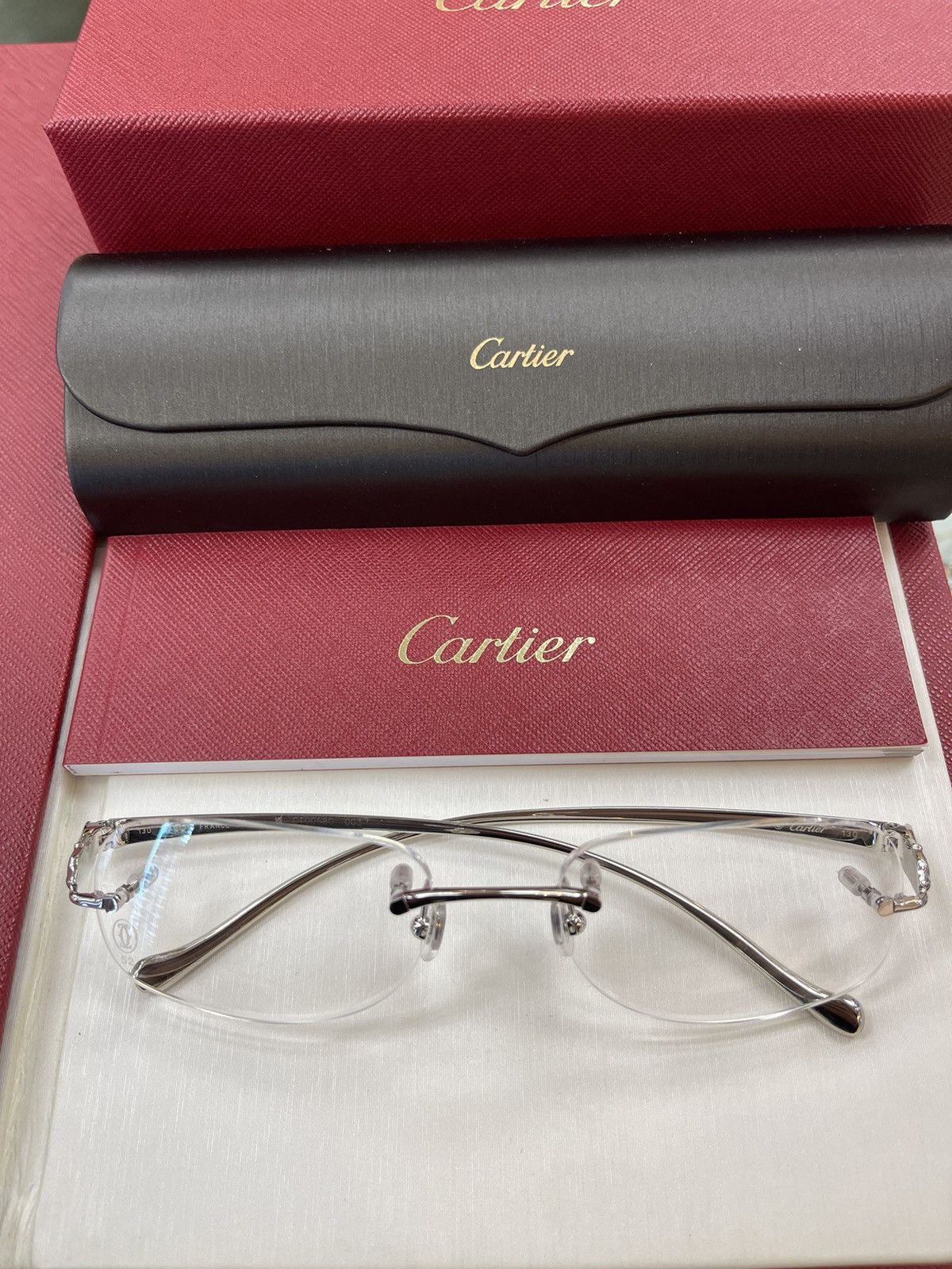 Cartier NEW Cartier Platinum Panther Eyeglasses Glasses CT0058 Size ONE SIZE - 3 Thumbnail