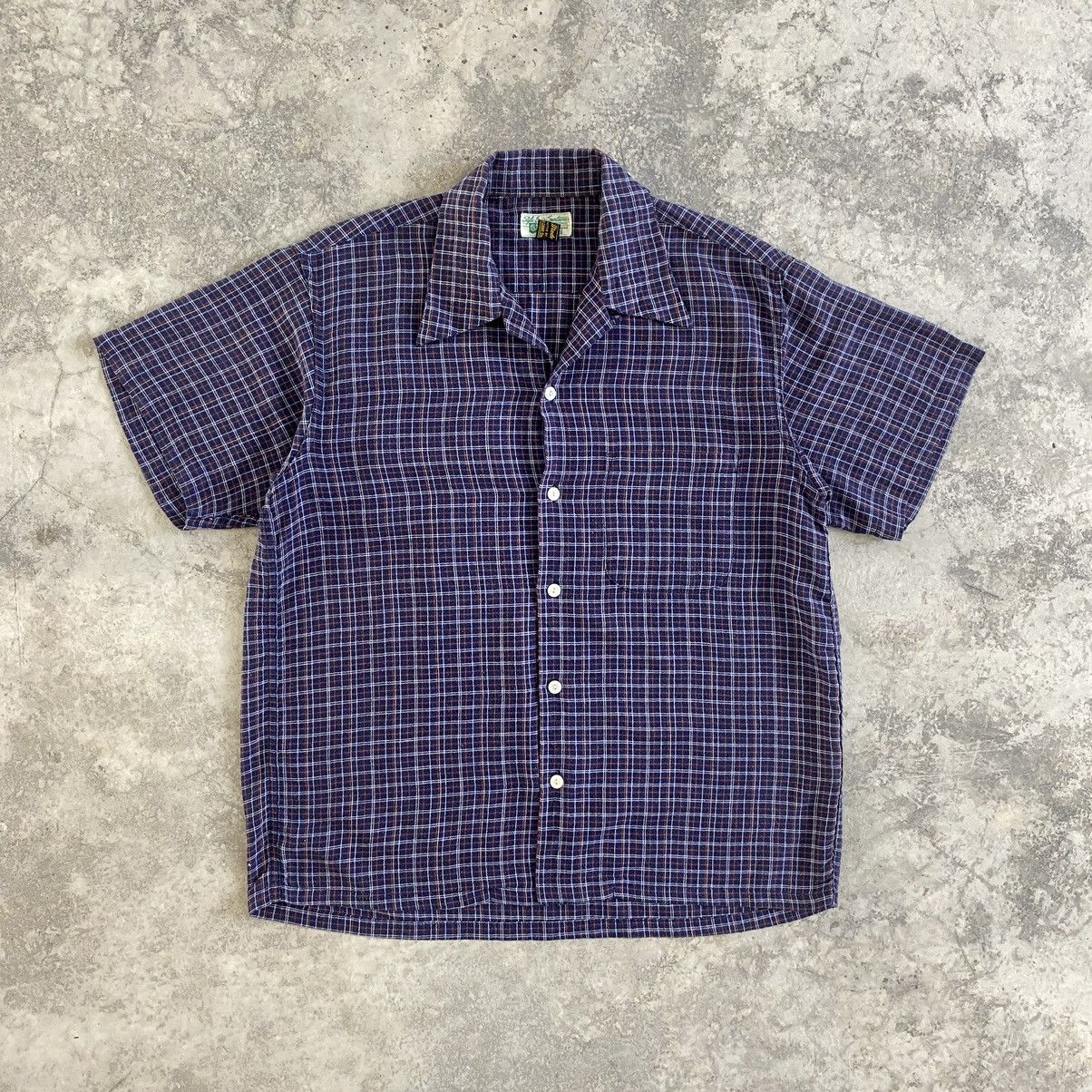 image of Rockability x Sugar Cane Co Vintage Style Eyes Sugar Cane Loop Collar Rockabilly Shirt in Checkered