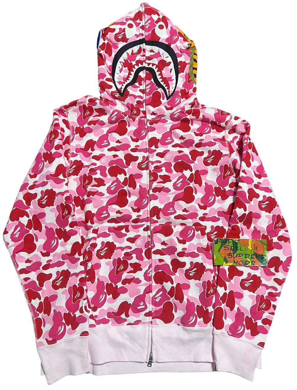 Bape BAPE shark full zip hoodie pink ABC Camo | Grailed