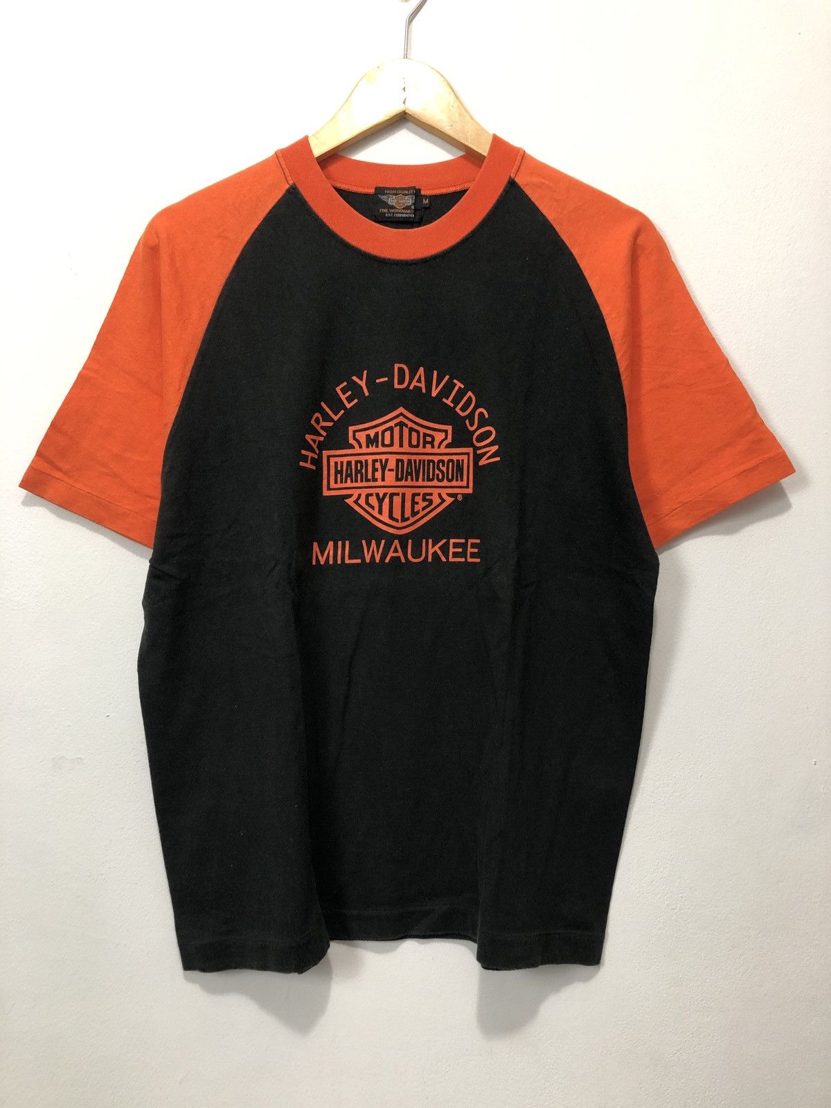 Harley Davidson × Vintage Vintage Harley Davidson Fine Workmanship. Raglan T-Shirt Size US M / EU 48-50 / 2 - 1 Thumbnail