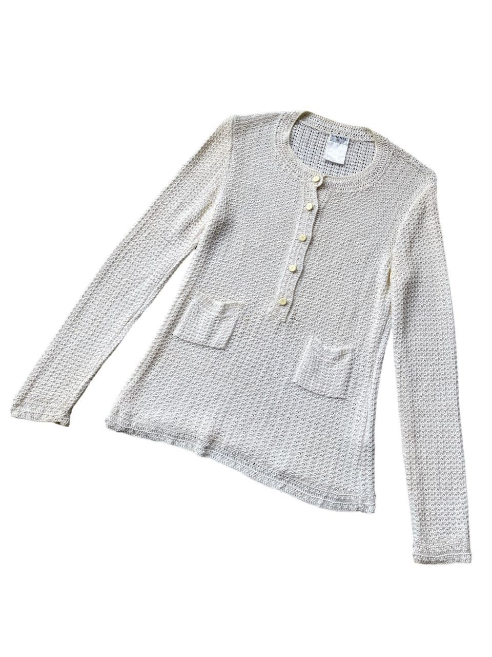 Chanel 2002 Chanel Crochet Henley Sweater Size S / US 4 / IT 40 - 2 Thumbnail