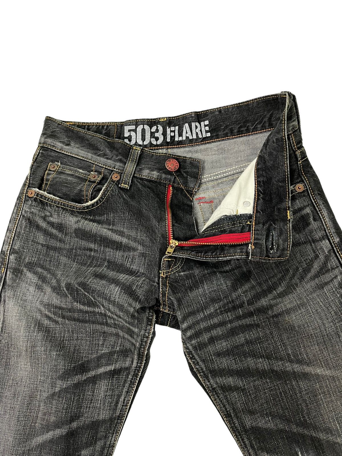 Japanese Brand Flare Jeans Edwin Japan Distress Acid Wash Boot Cut 5🟦7T Size US 30 / EU 46 - 11 Thumbnail