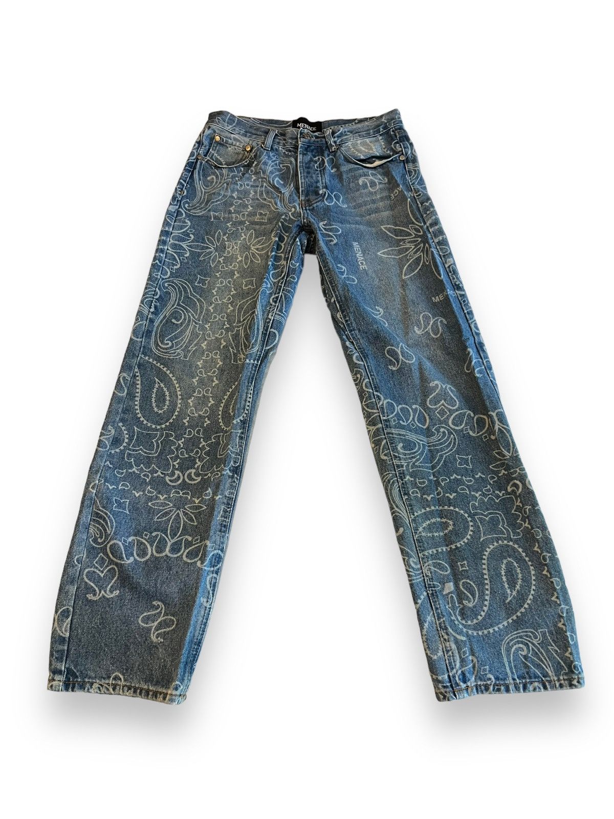 Menace Manace Laser engraved paisley denim pants | Grailed