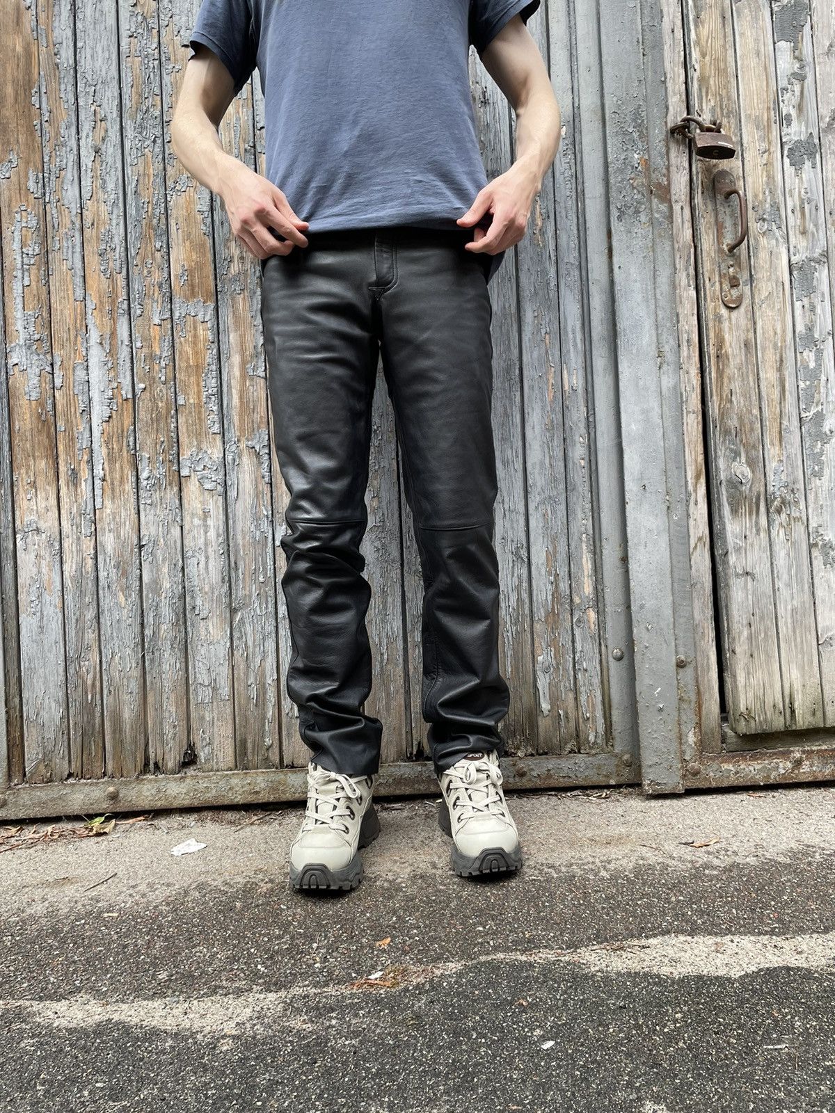 Genuine Leather × Vintage Awesome Vintage Genuine Leather Biker Pants Made in Europe Size US 32 / EU 48 - 8 Thumbnail