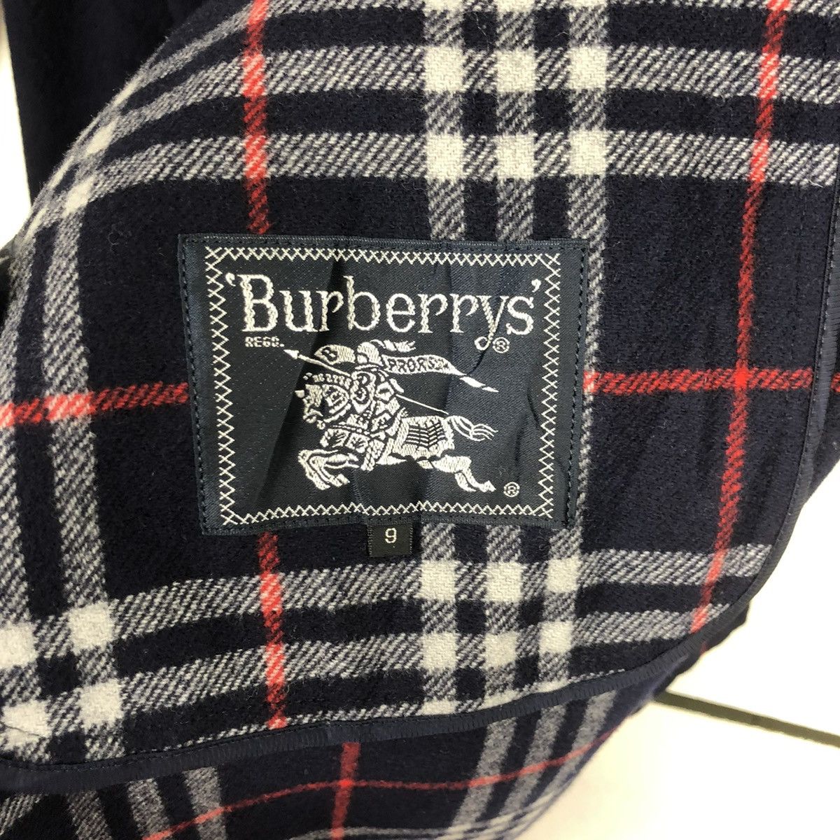 Burberry × Burberry Prorsum × Vintage 💥BURBERRYS NOVA CHECK VINTAGE NAVY WOOL LONG JACKET Size US L / EU 52-54 / 3 - 8 Thumbnail