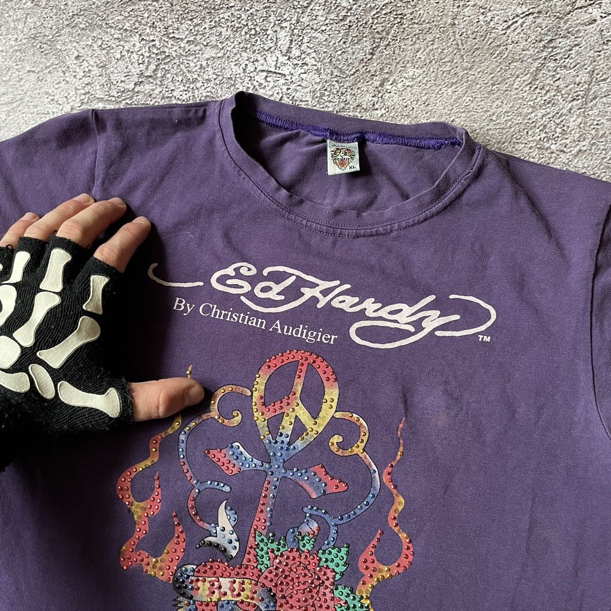 Vintage Vintage Y2K Ed Hardy Sun Faded Graphic Tee Purple Skater XL Size XL / US 12-14 / IT 48-50 - 2 Thumbnail