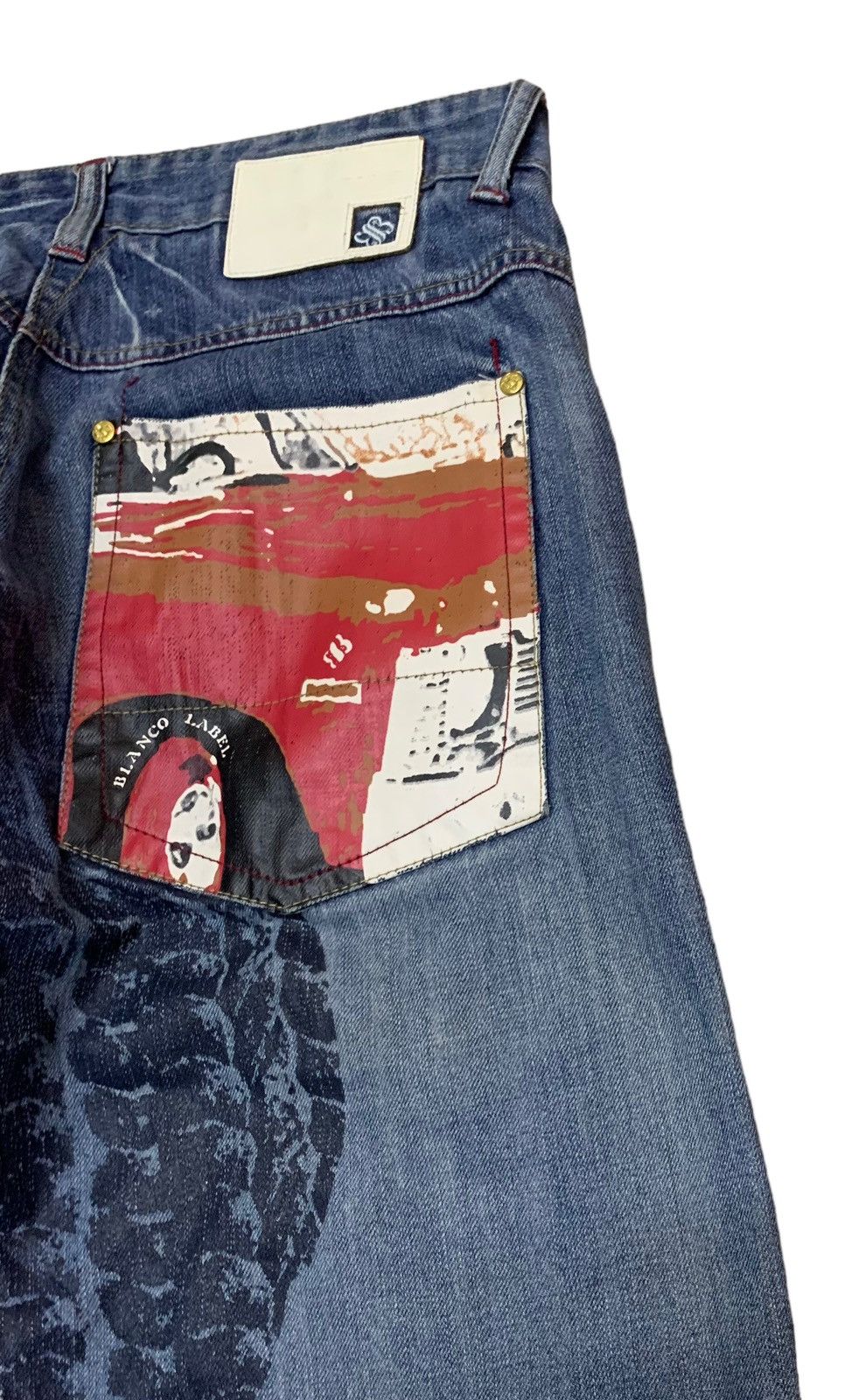 If Six Was Nine × Japanese Brand Rare Vintage Blanco Label Hip Hop Rapper Baggy Jeans 1990s Size US 33 - 8 Thumbnail