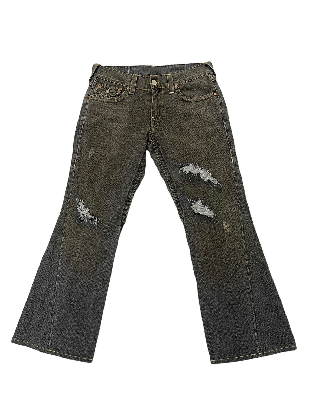Japanese Brand Flare Jeans True Religion USA Distress Boot Cut 6🟦0 Size US 34 / EU 50 - 2 Thumbnail