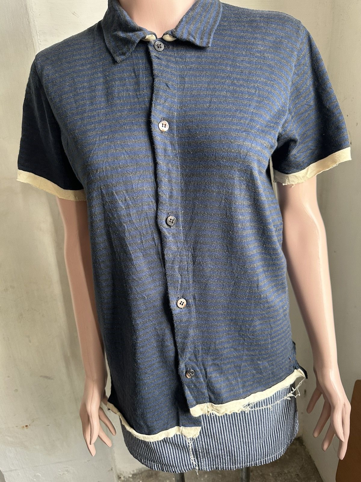 Yohji Yamamoto Asymmetric Cotton Shirt Nice Frayed distressed hem Size L / US 10 / IT 46 - 2 Thumbnail