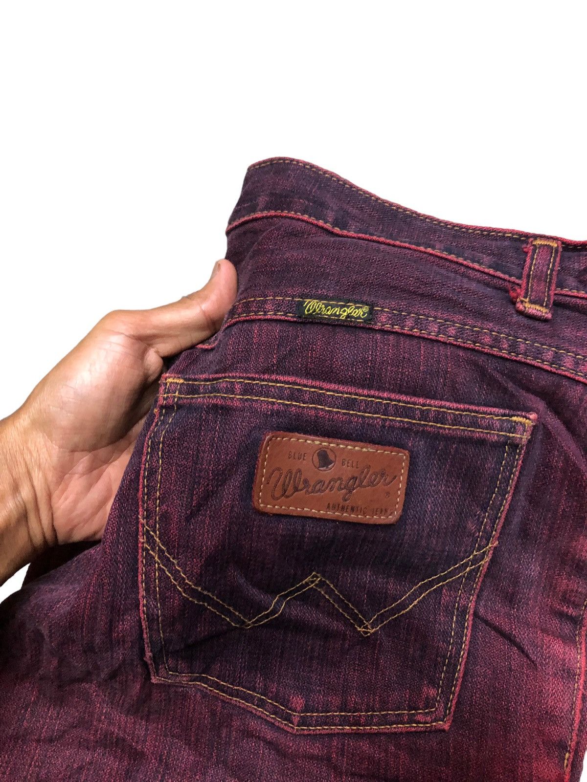 Vintage FLARED WASHED MAROON BLUE WRANGLER BLUE BELL Size US 30 / EU 46 - 3 Thumbnail