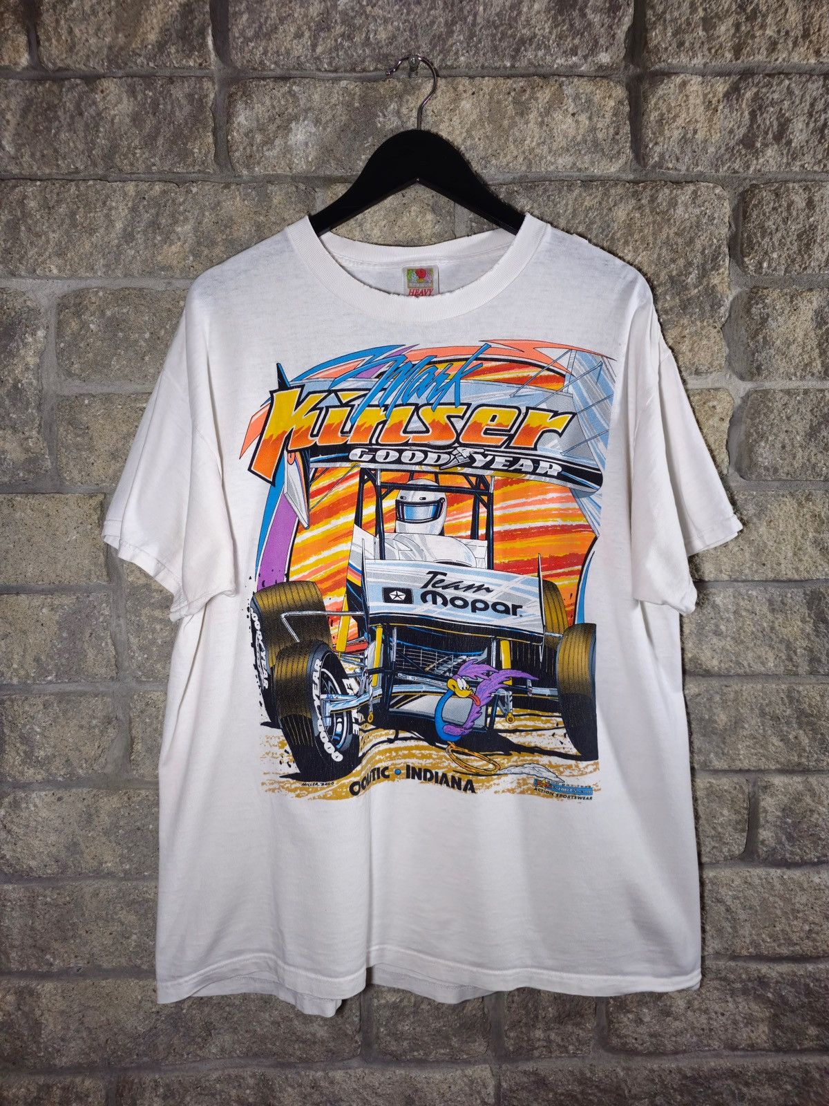 Vintage × Warner Bros Distressed Roadrunner Racing Tee Size US XL / EU 56 / 4 - 1 Thumbnail