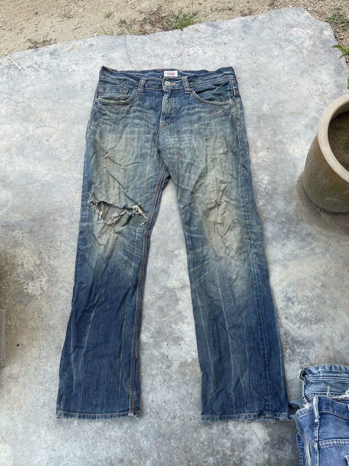 Vintage Edwin Straight Cut Distressed Jeans