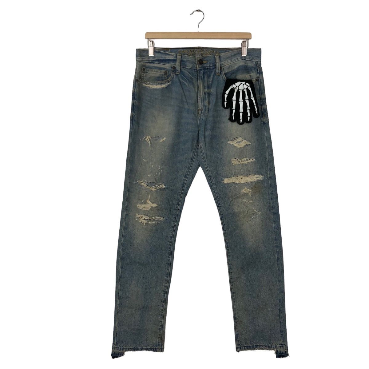 Japanese Brand VINTAGE DISTRESSED DENIM JEANS AMERICAN EAGLE PUNK DESIGN Size US 32 / EU 48 - 1 Thumbnail