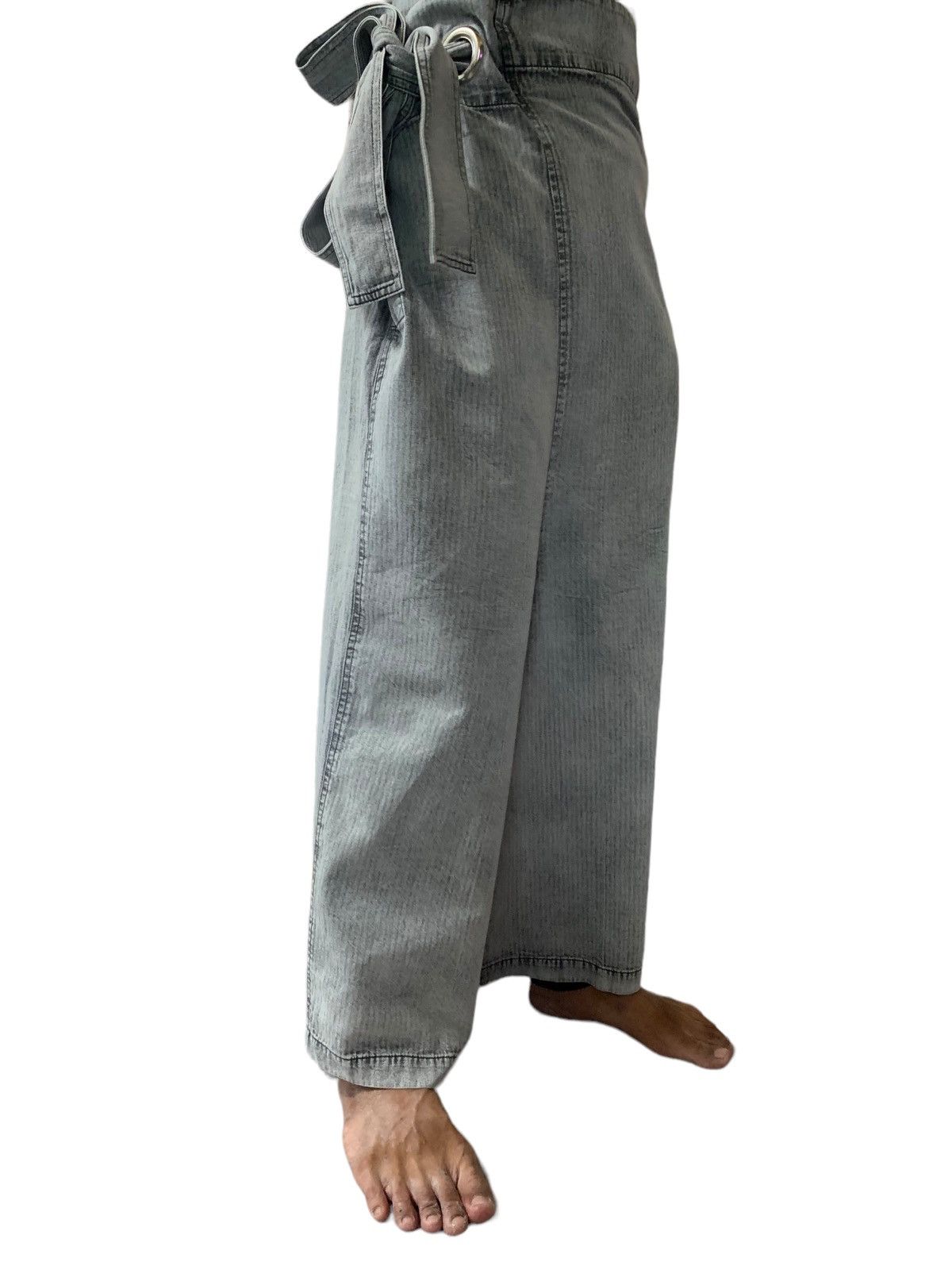 Y's × Y's for Men × Yohji Yamamoto Yohji Yamamoto Y’s Sulfur Herringbone Bleach Ribbon Pants Size US 28 / EU 44 - 1 Thumbnail