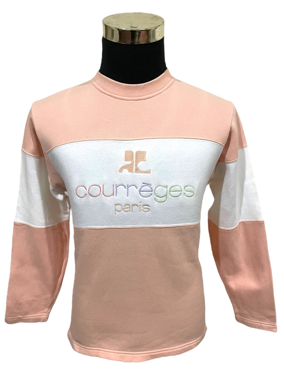 Andre Courreges × Courreges Rare🔥Courreges Paris Spellout Tri Color Sweater Jumper Size L / US 10 / IT 46 - 7 Thumbnail