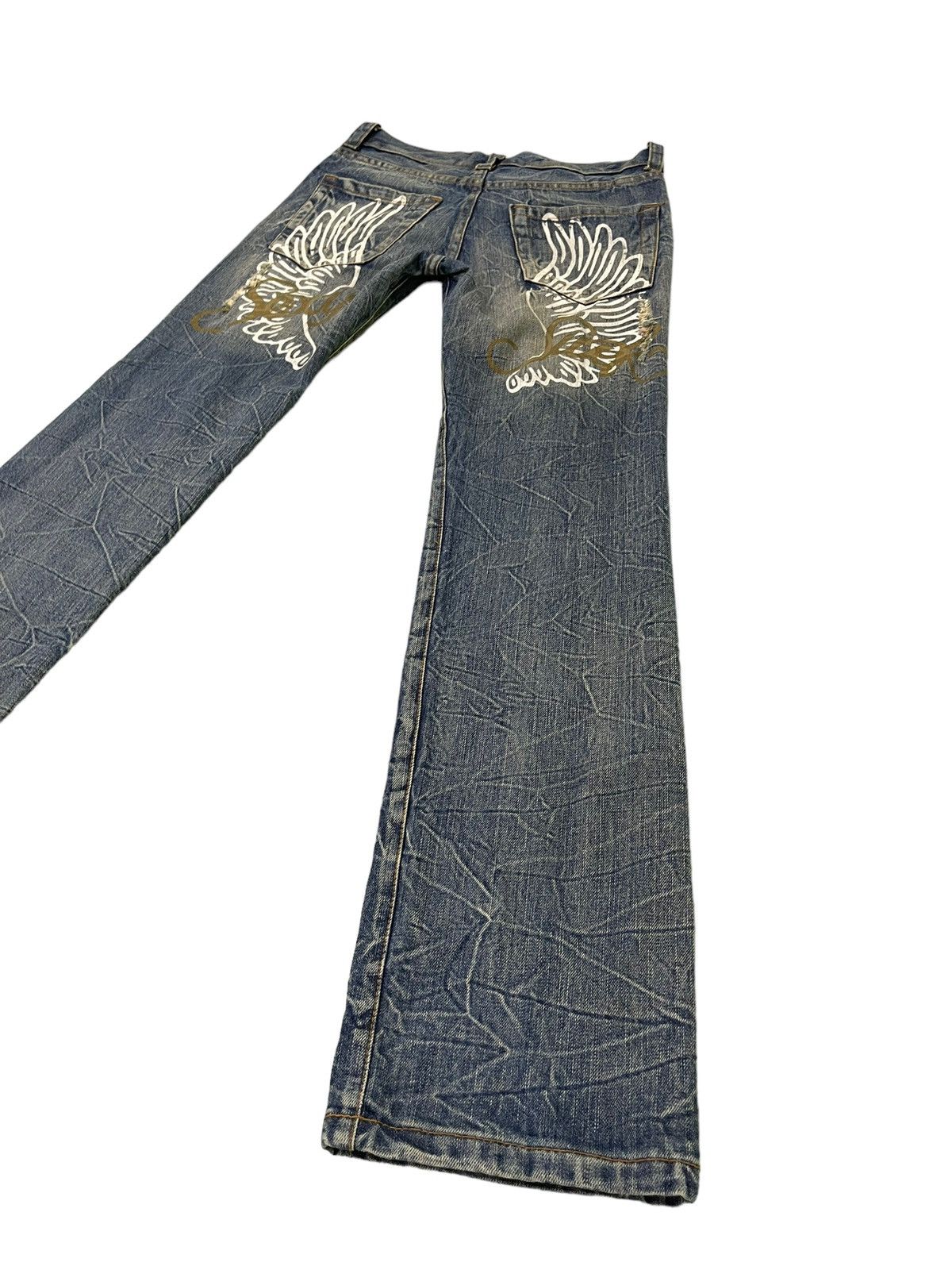 Japanese Brand Distress Jeans K.U.I Acid Wash Low Rise Denim Straight 5🟦9 Size US 30 / EU 46 - 6 Thumbnail