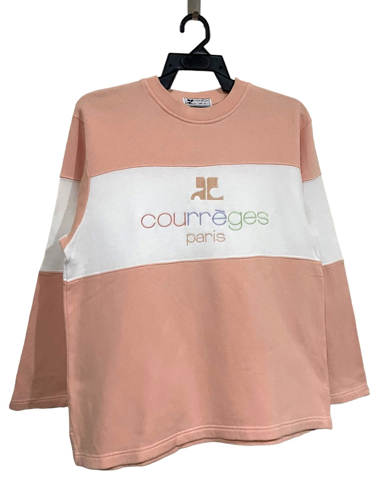 Andre Courreges × Courreges Rare🔥Courreges Paris Spellout Tri Color Sweater Jumper Size L / US 10 / IT 46 - 9 Thumbnail