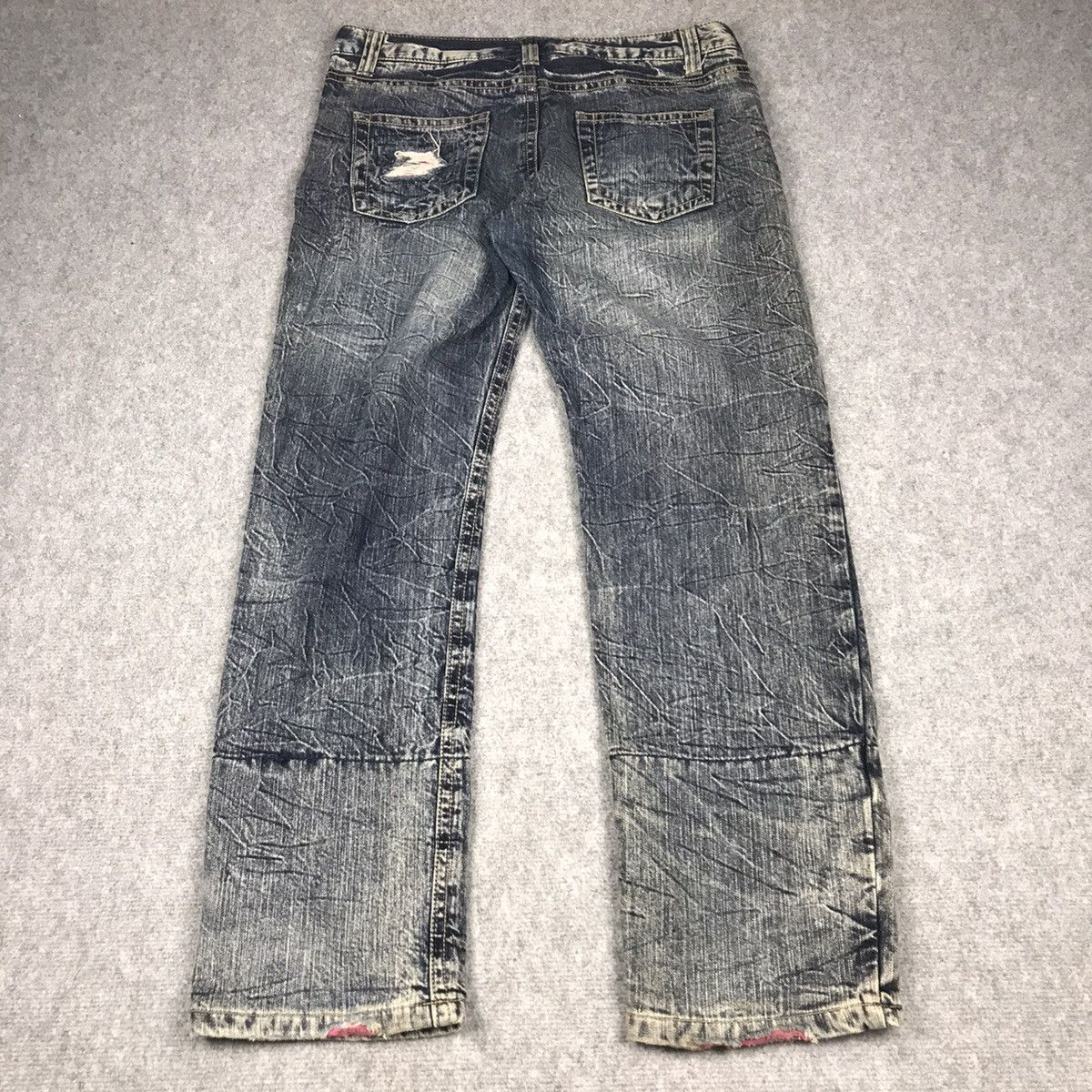 Japanese Brand ACID WASH JEANS JAPANESE PUNK BLUE FADED DISTRESSED PANTS Size US 34 / EU 50 - 11 Thumbnail