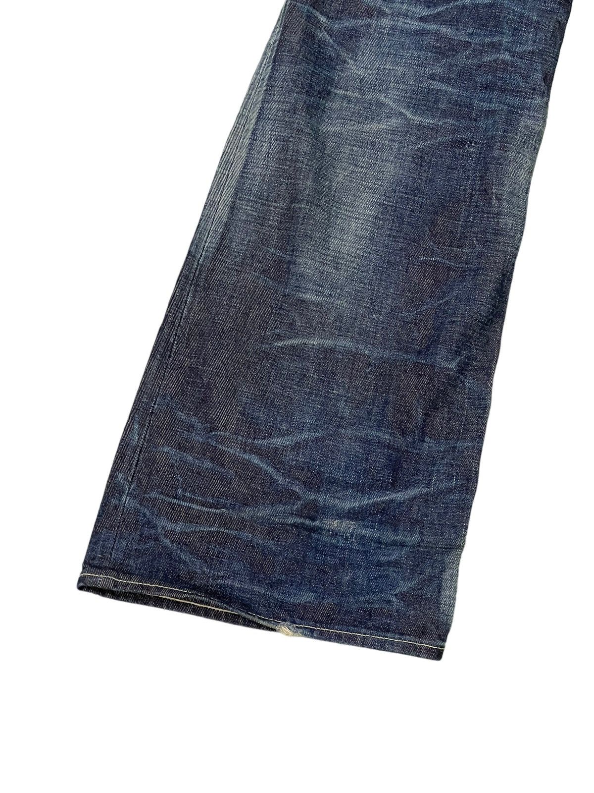 Japanese Brand Flare Jeans Ufin & Sons Distres Thick Denim Bell Bottom 5🟦9 Size US 35 - 17 Thumbnail