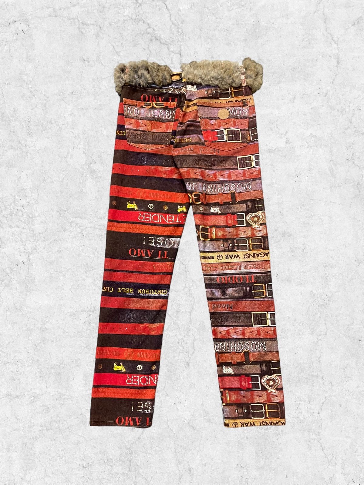 Moschino × Vintage Moschino Belt All Over Print Denim With Leather Racoon Belt Size US 32 / EU 48 - 3 Thumbnail