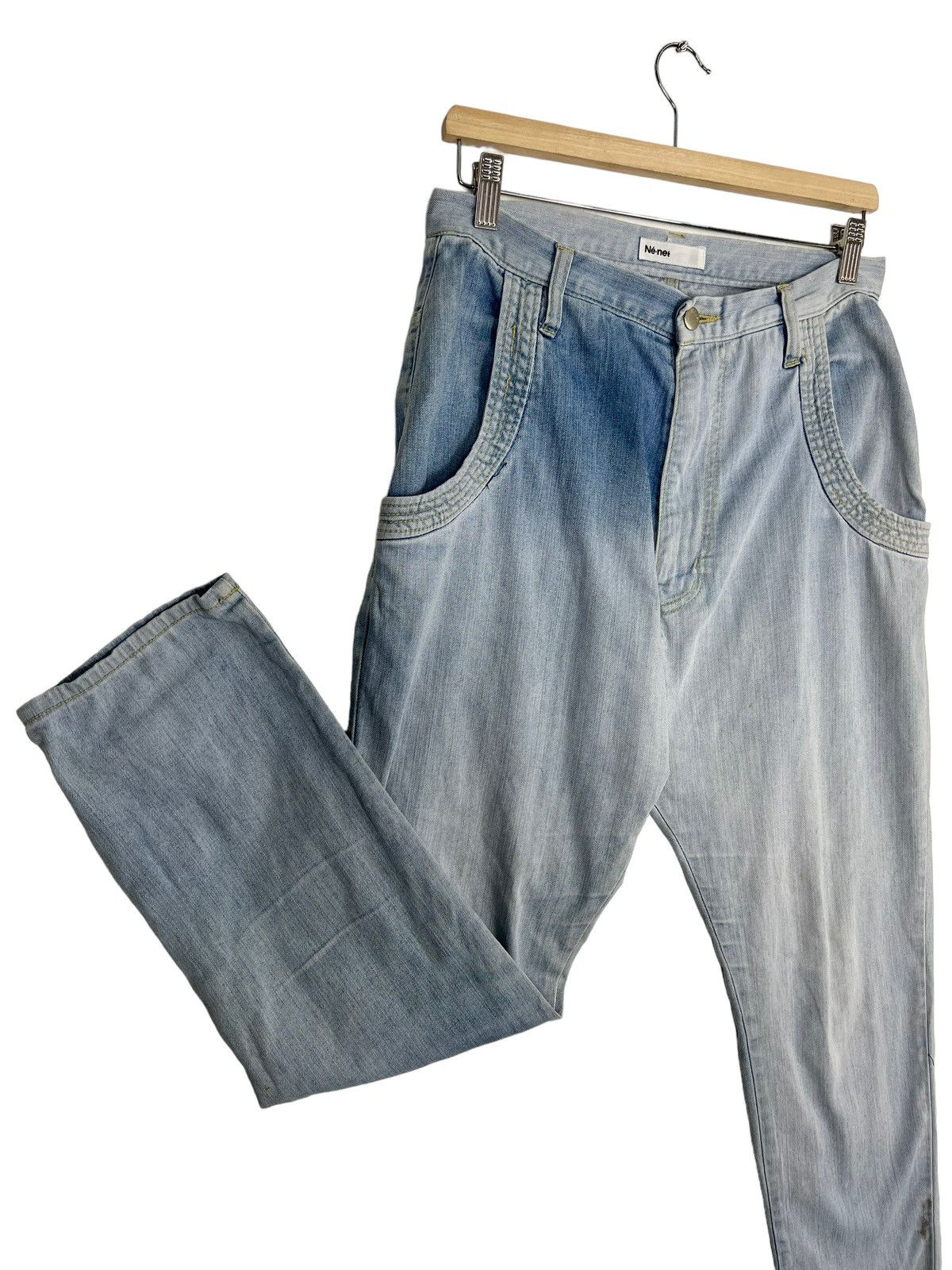 Issey Miyake 🔥 NENET PICMENT DYED ICE BLUE MONKEY DENIM PANTS Size US 30 / EU 46 - 7 Thumbnail