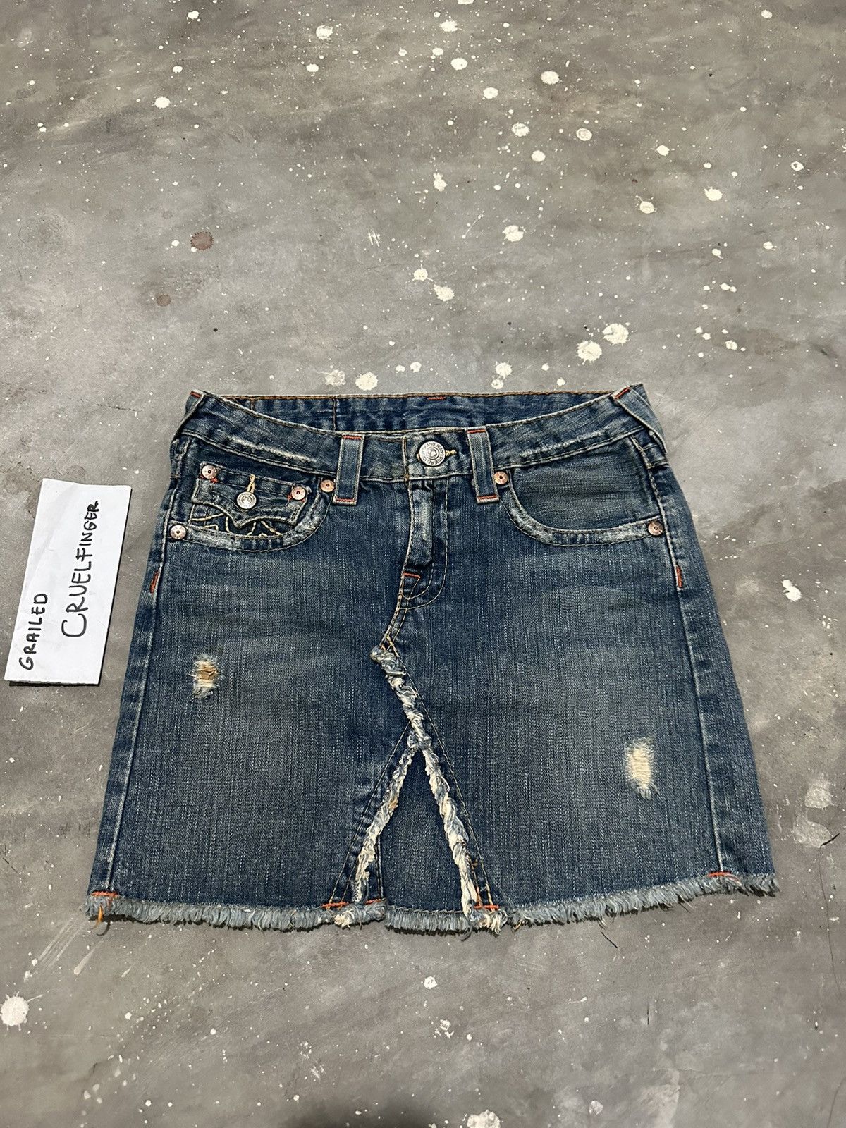 True Religion × Vintage True Religion Lola Distressed Mini Skirt Y2k Style Size 28" / US 6 / IT 42 - 4 Thumbnail